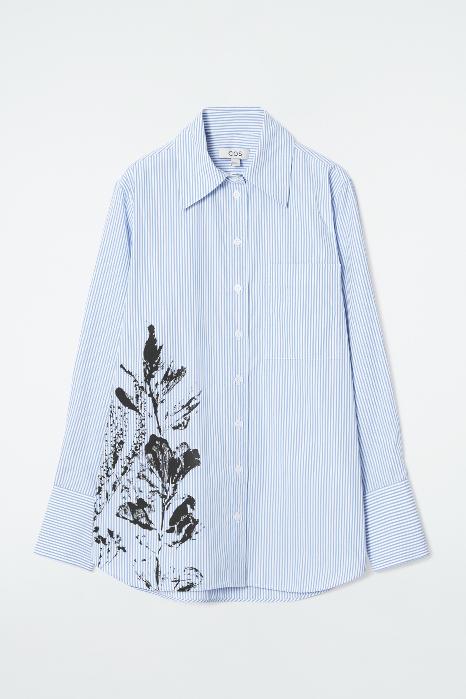 RELAXED FLORAL-PRINT STRIPED SHIRT - BLUE / FLORAL