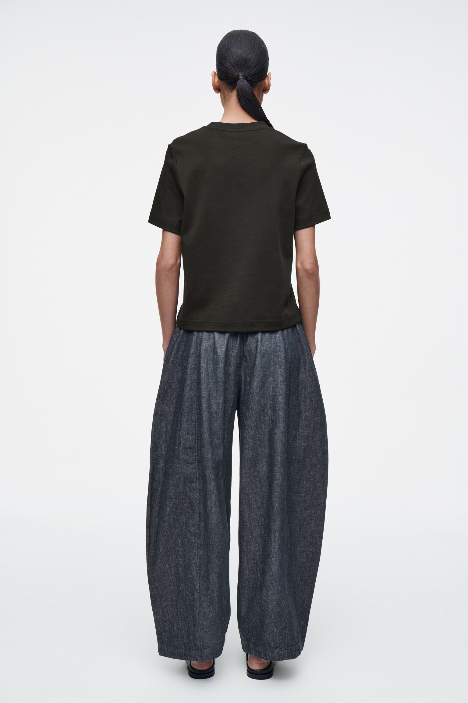 PANTALON BARREL À TAILLE AJUSTABLE EN DENIM - BLEU FONCÉ/BLEU - 6