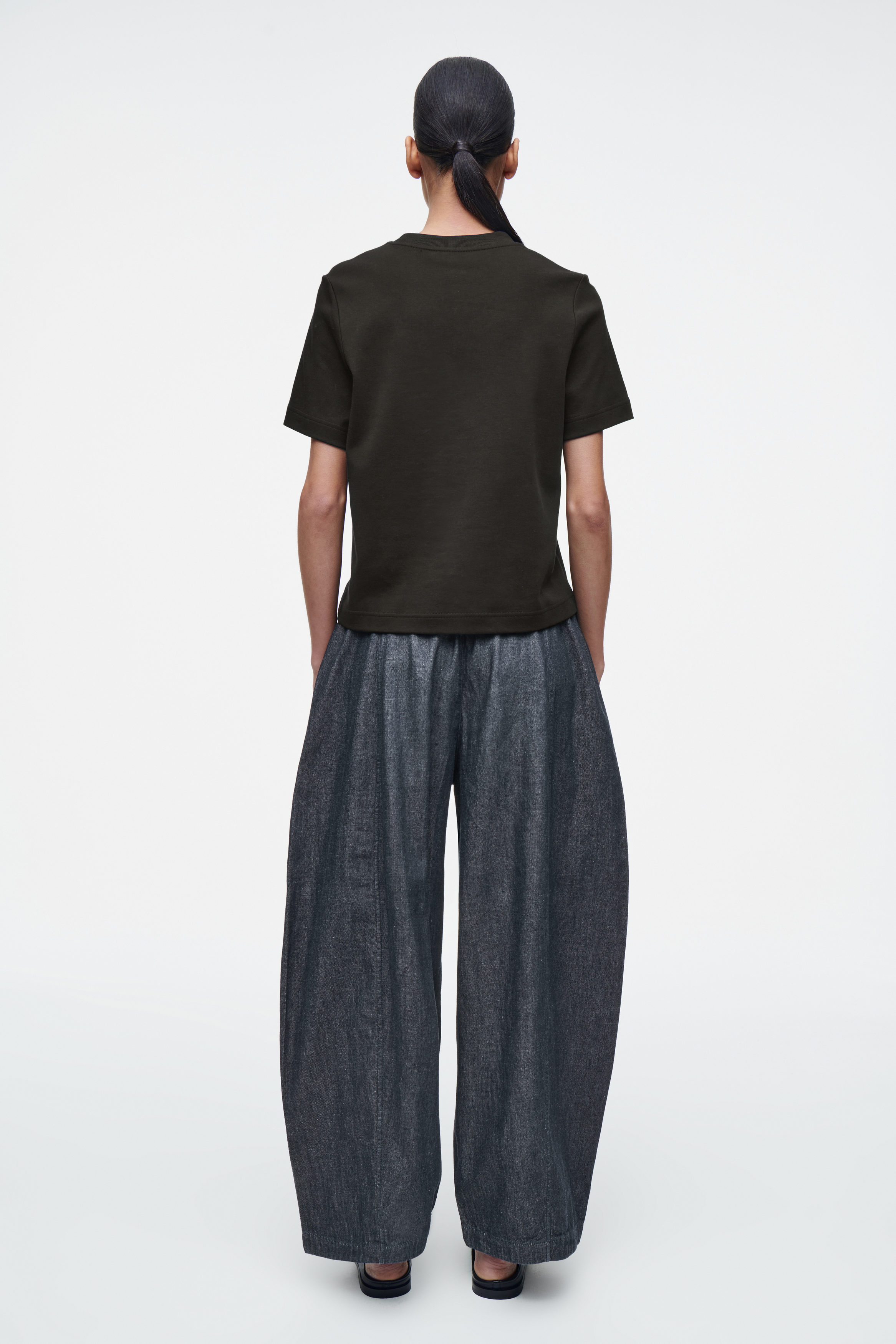 BARREL-LEG DENIM DRAWSTRING TROUSERS - DARK BLUE | COS