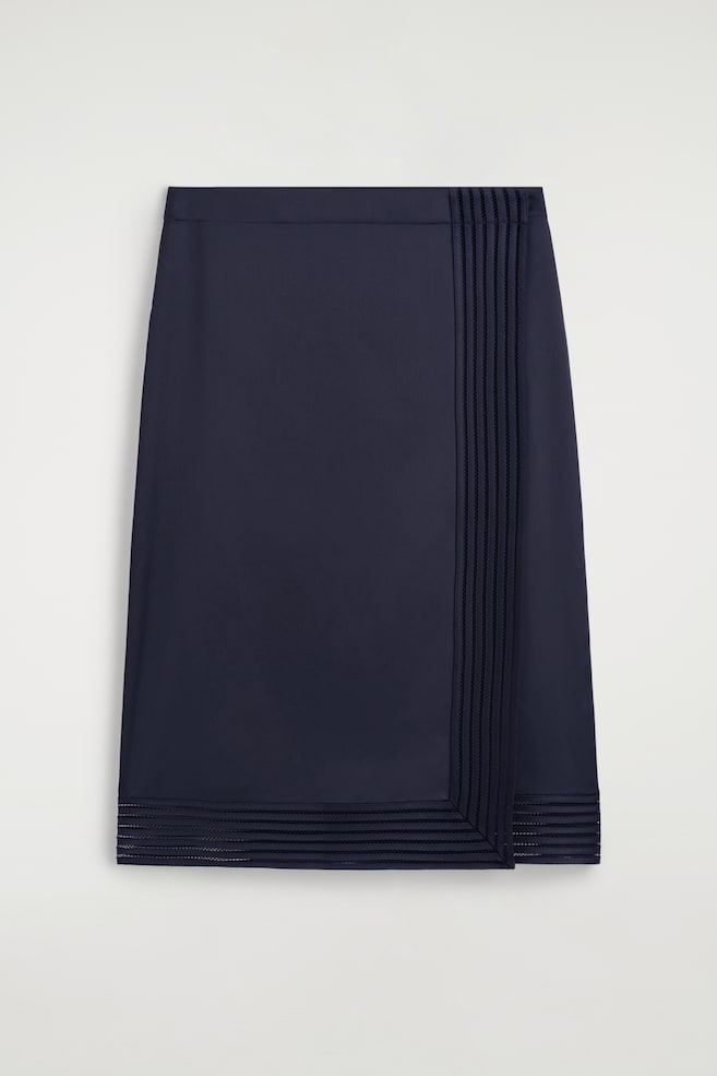 OPEN-STITCH WRAP SKIRT - NAVY - 1