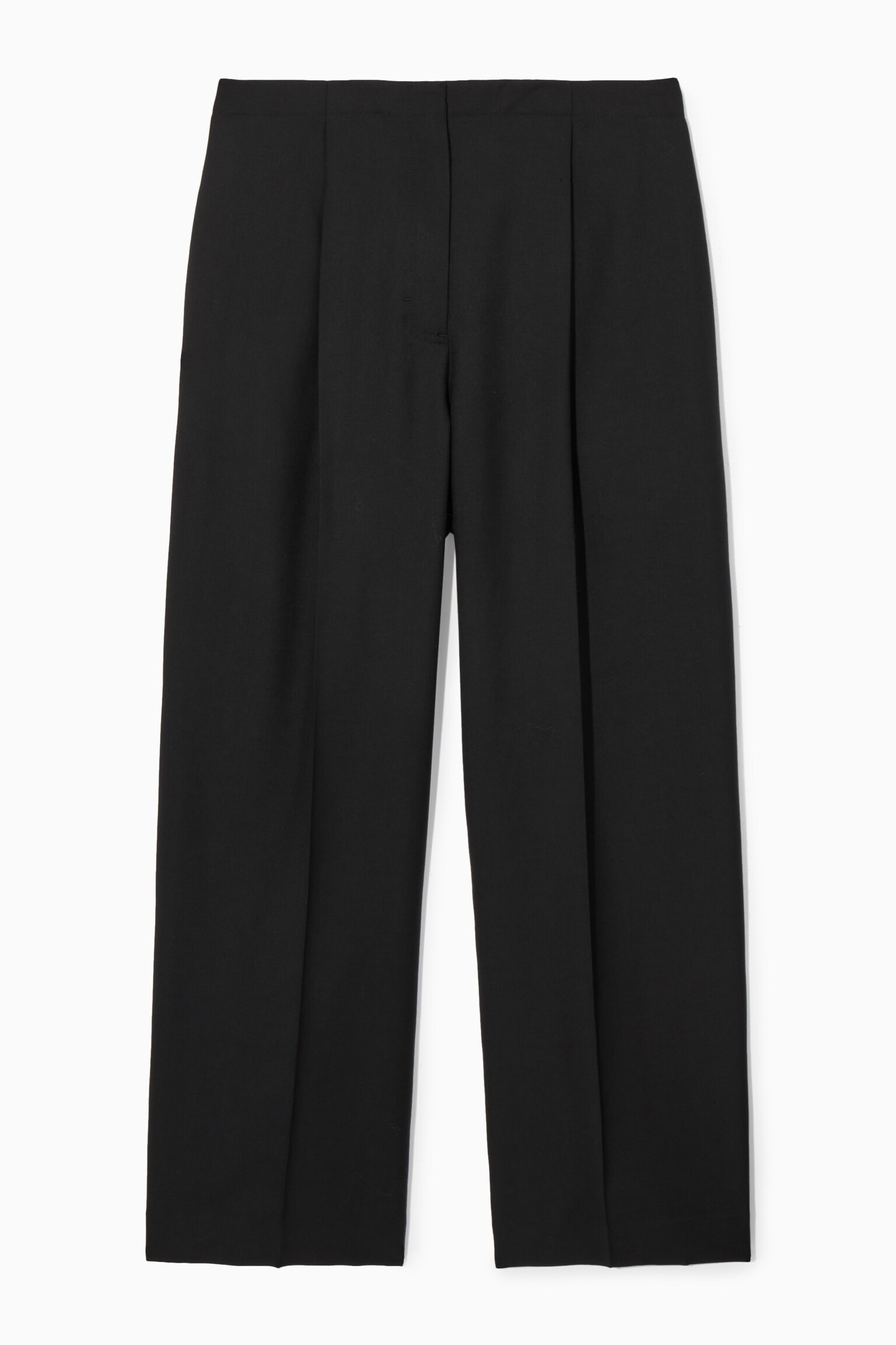 RELAXED WOOL WIDE-LEG TROUSERS - BLACK - 1