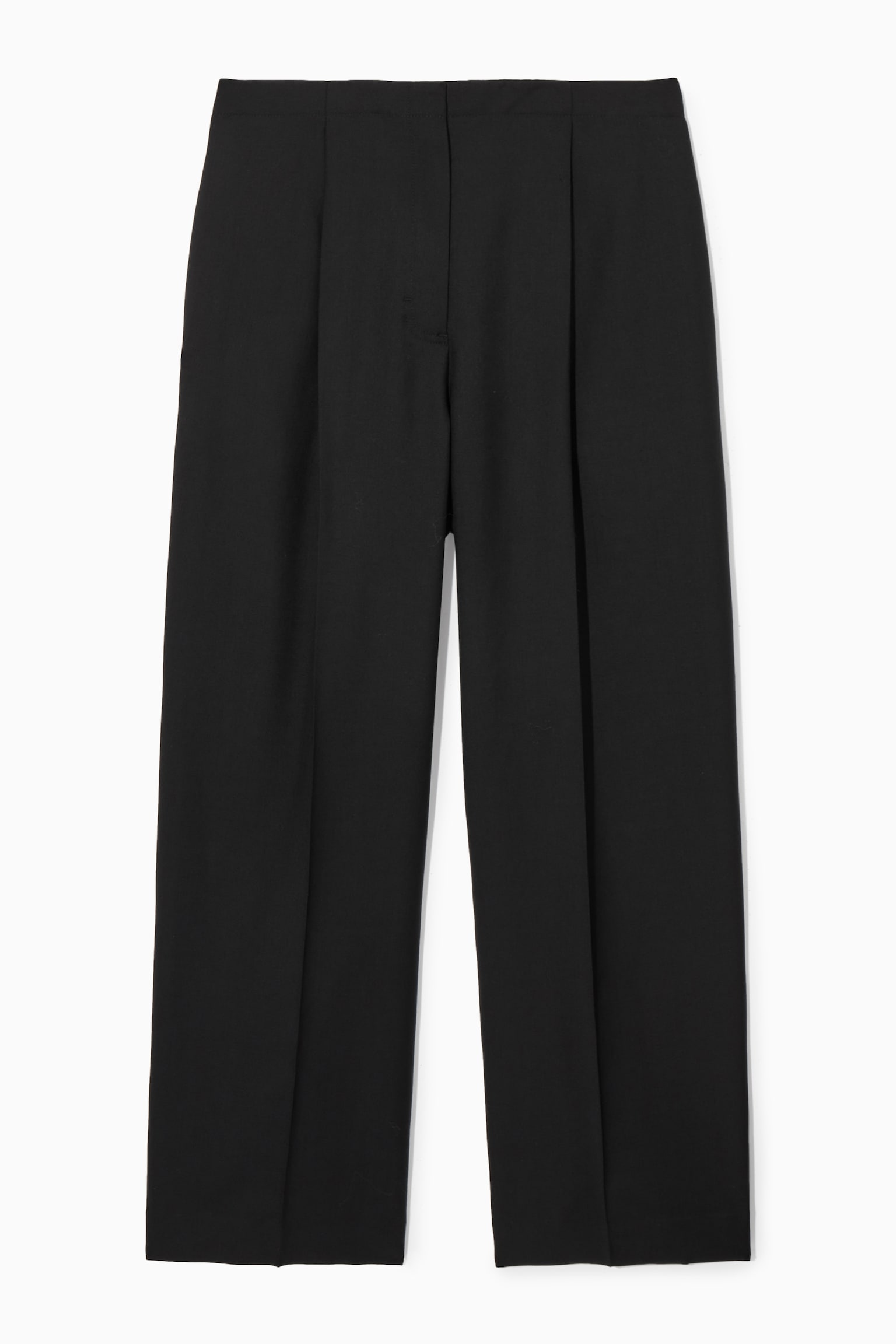 RELAXED WOOL WIDE-LEG TROUSERS - BLACK