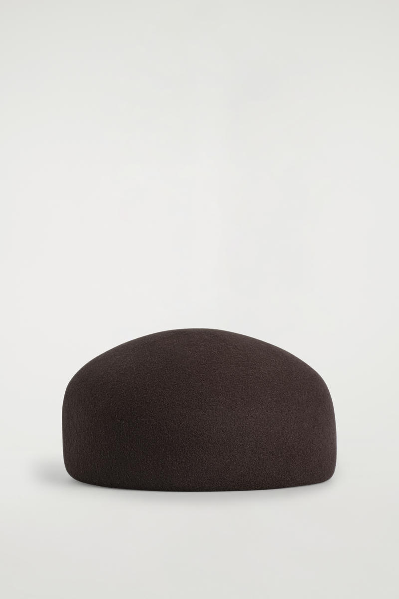 Cos Sculpted Wool Beret In Brown