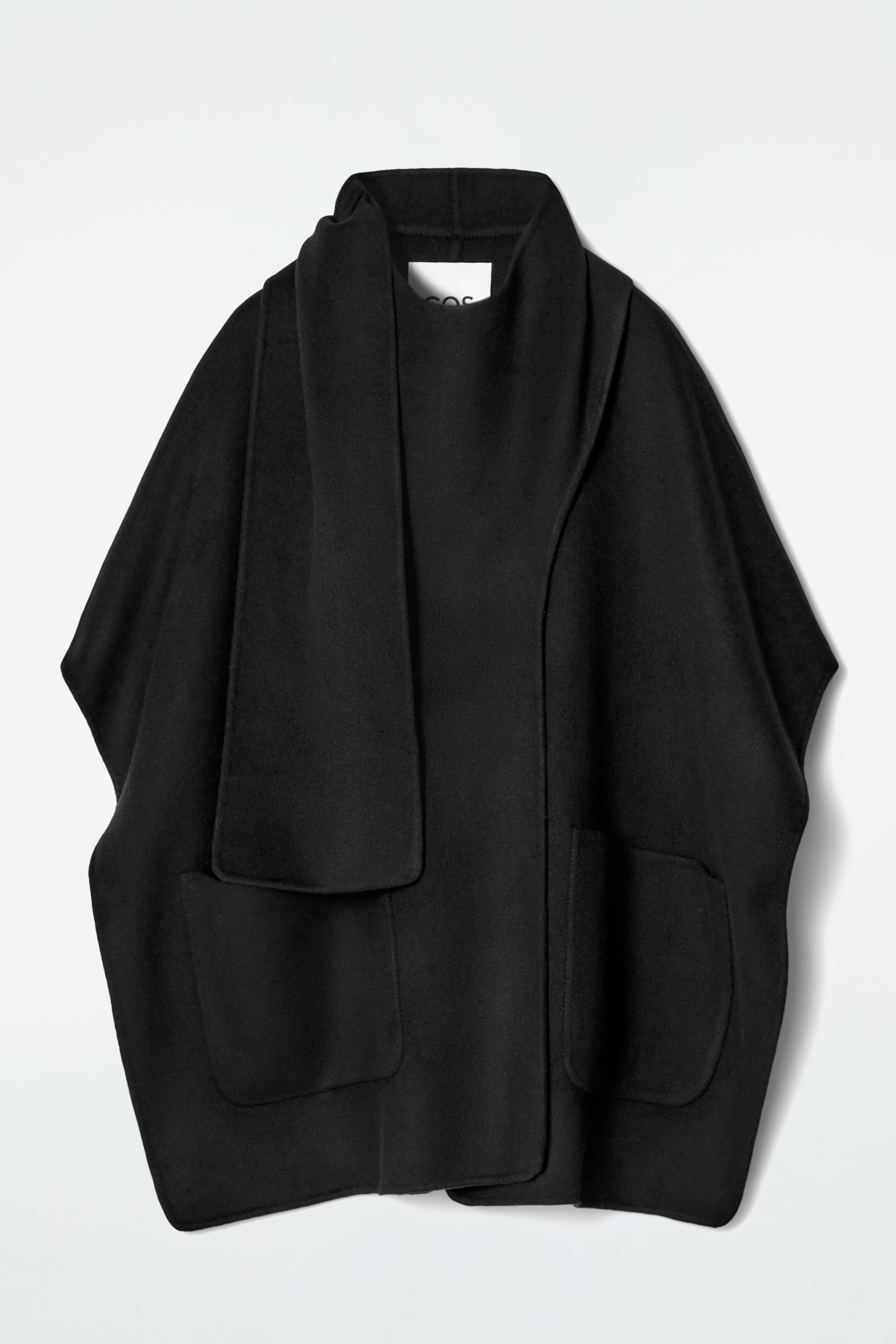 View larger image: SCARF-DETAIL DOUBLE-FACED WOOL CAPE - BLACK - Ladies | H&M GB 3