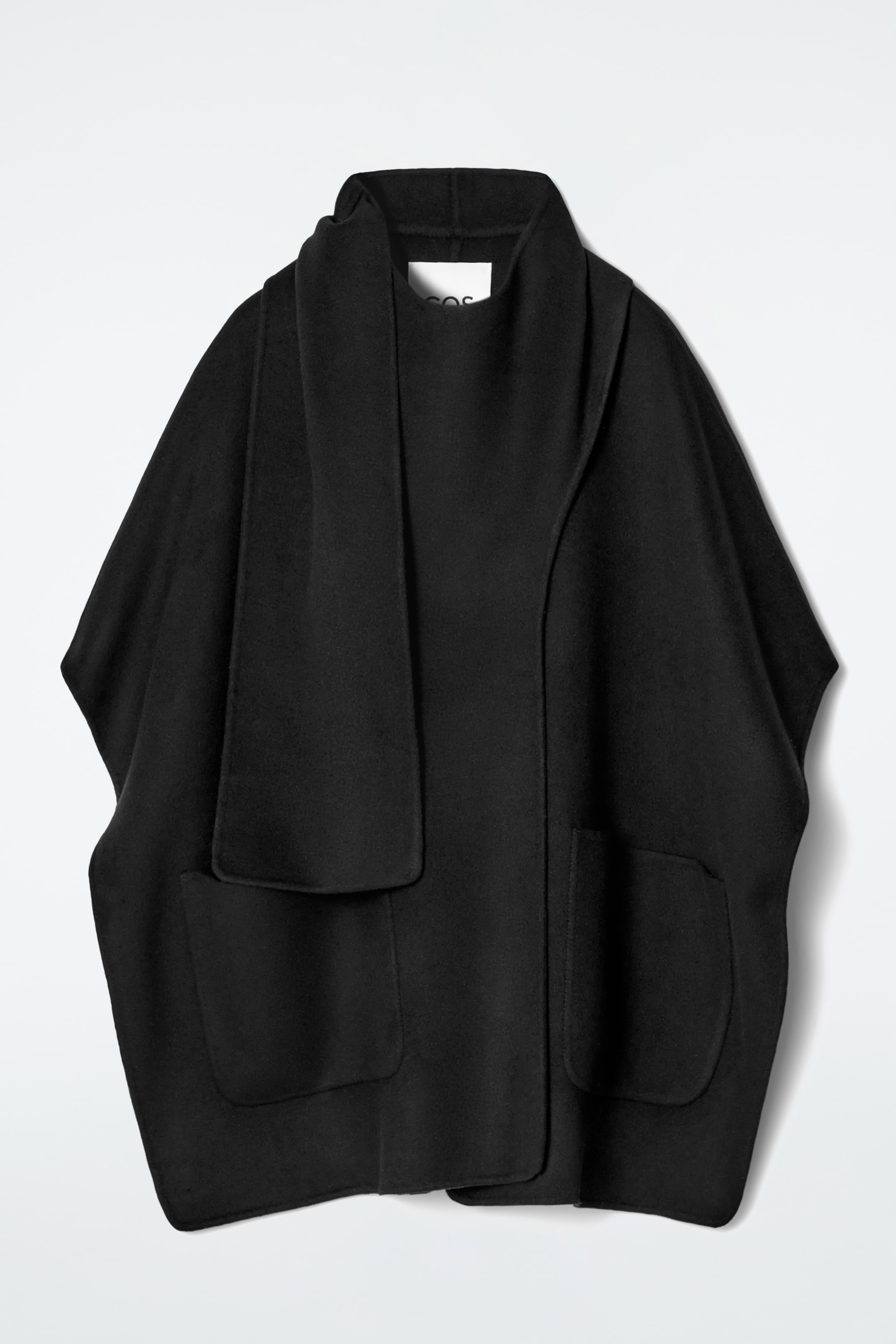 View larger image: SCARF-DETAIL DOUBLE-FACED WOOL CAPE - BLACK - Ladies | H&M GB 3
