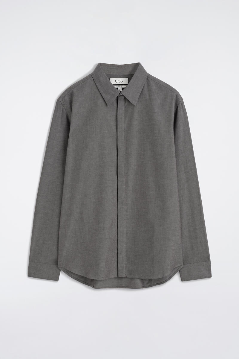 Cotton-Chambray Shirt in Gray