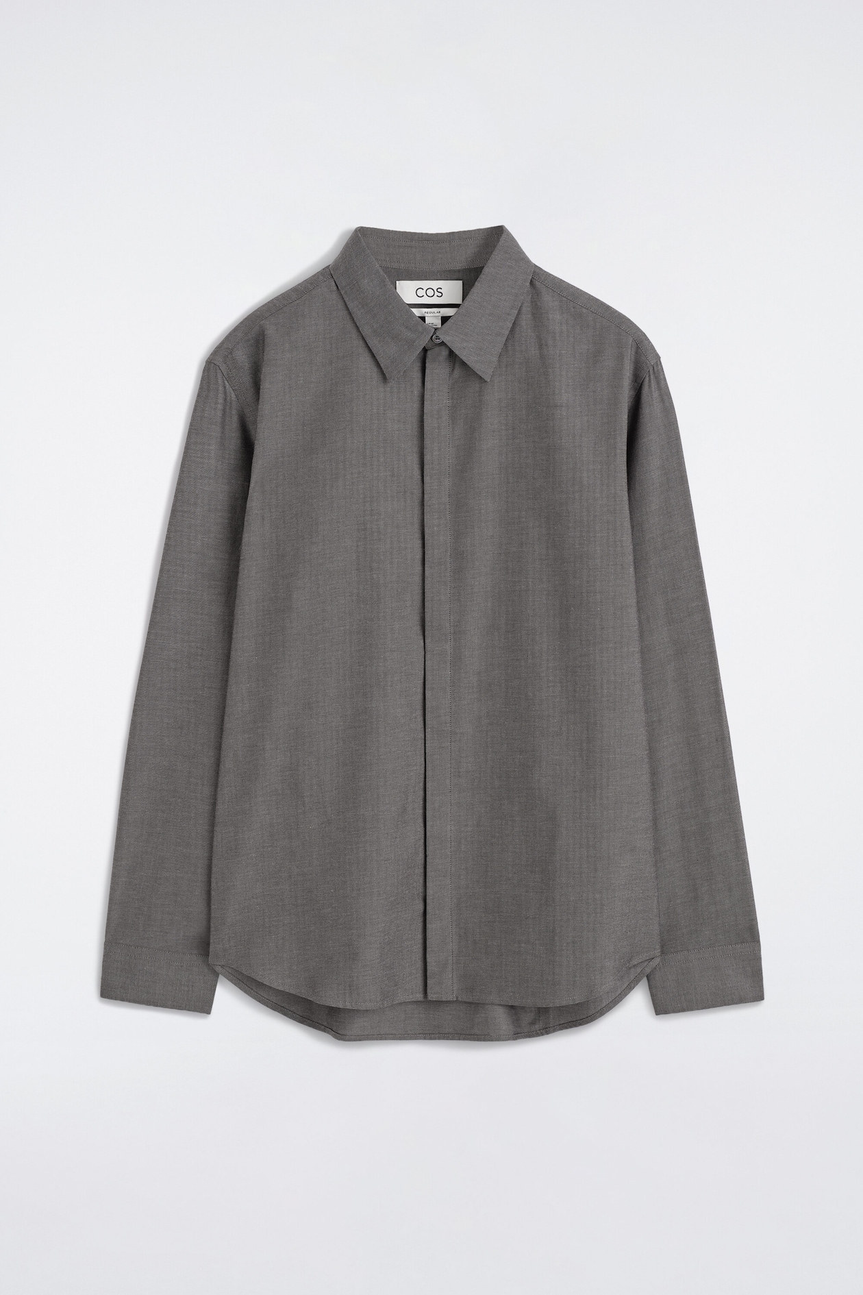 COTTON-CHAMBRAY SHIRT — GRAY MÉLANGE