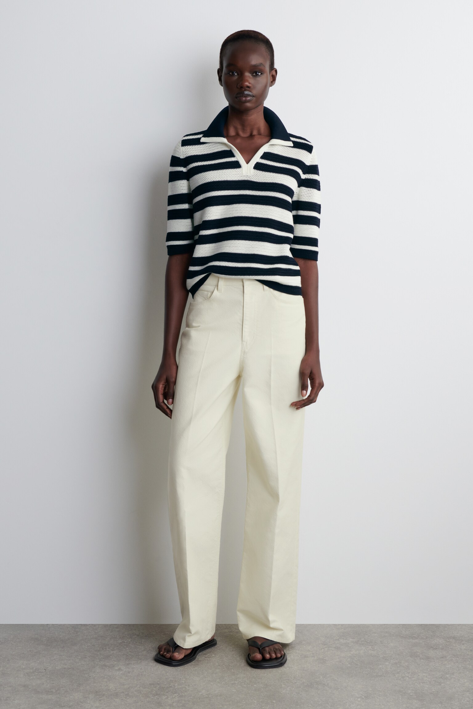 PANTALON DROIT EN TOILE DE COTON - CRAIE - 1