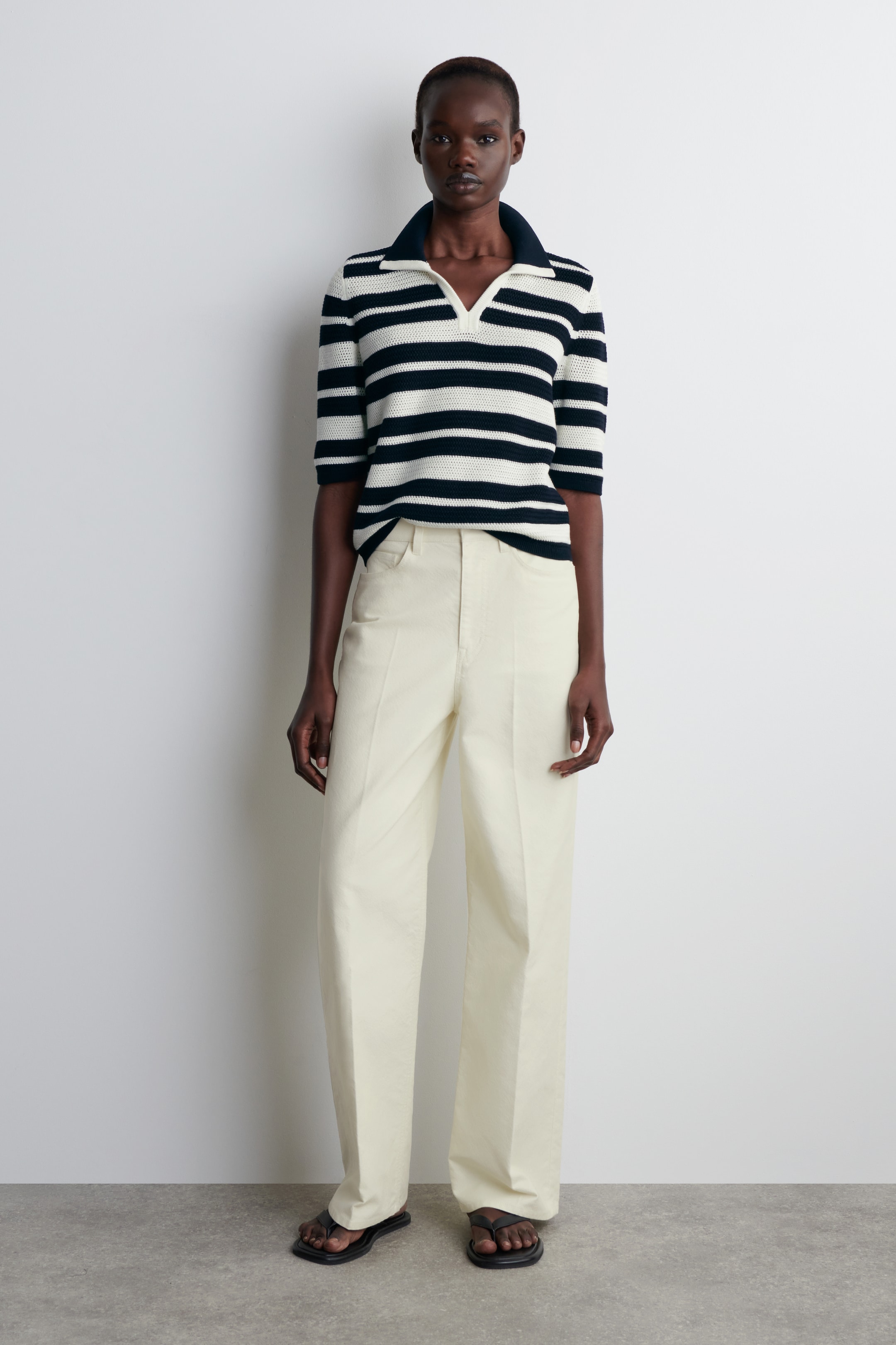 View larger image: COTTON-CANVAS STRAIGHT-LEG TROUSERS - CHALK - Ladies | H&M GB 1