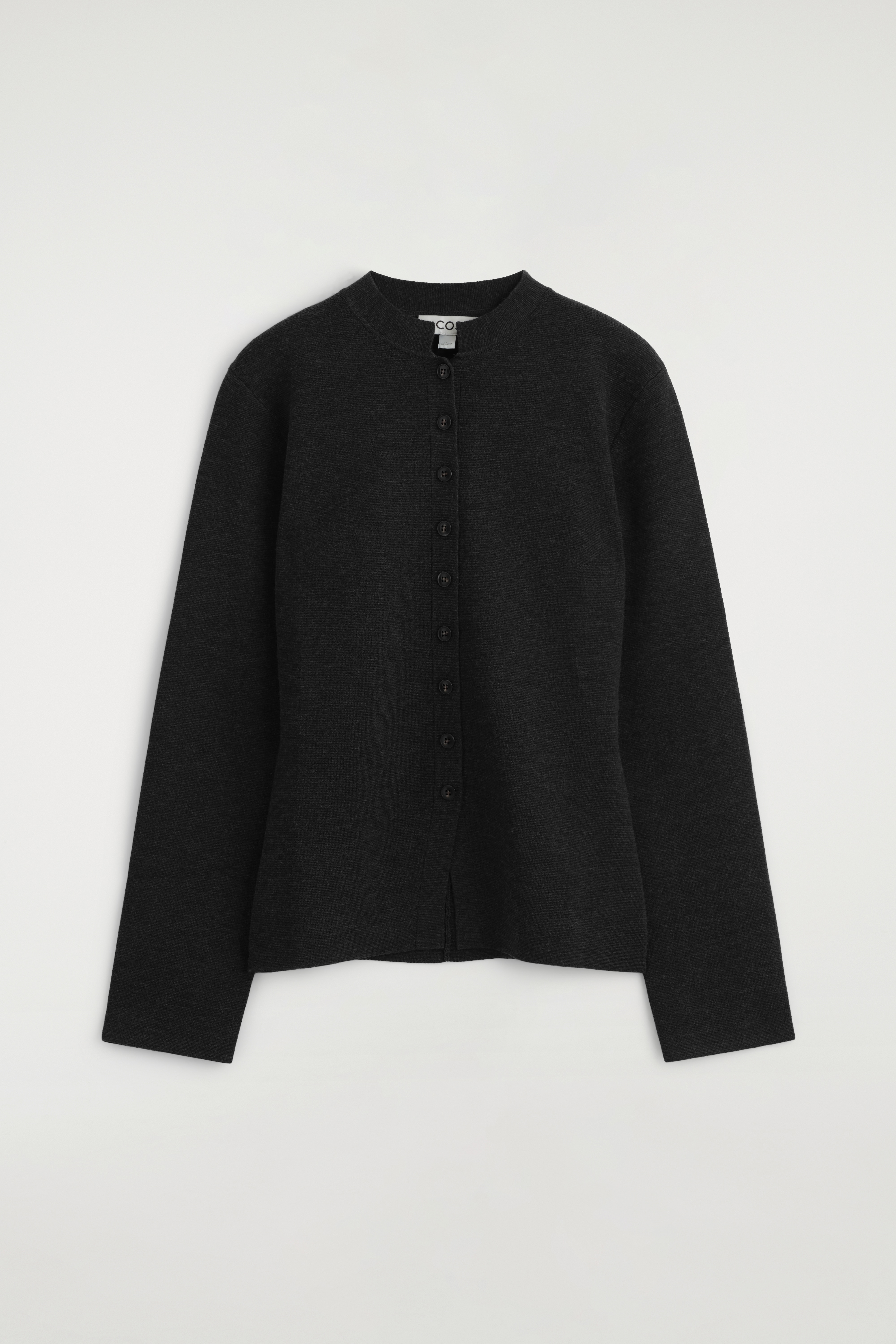 MERINO WOOL BLEND CARDIGAN - שחור/חום מלנג'