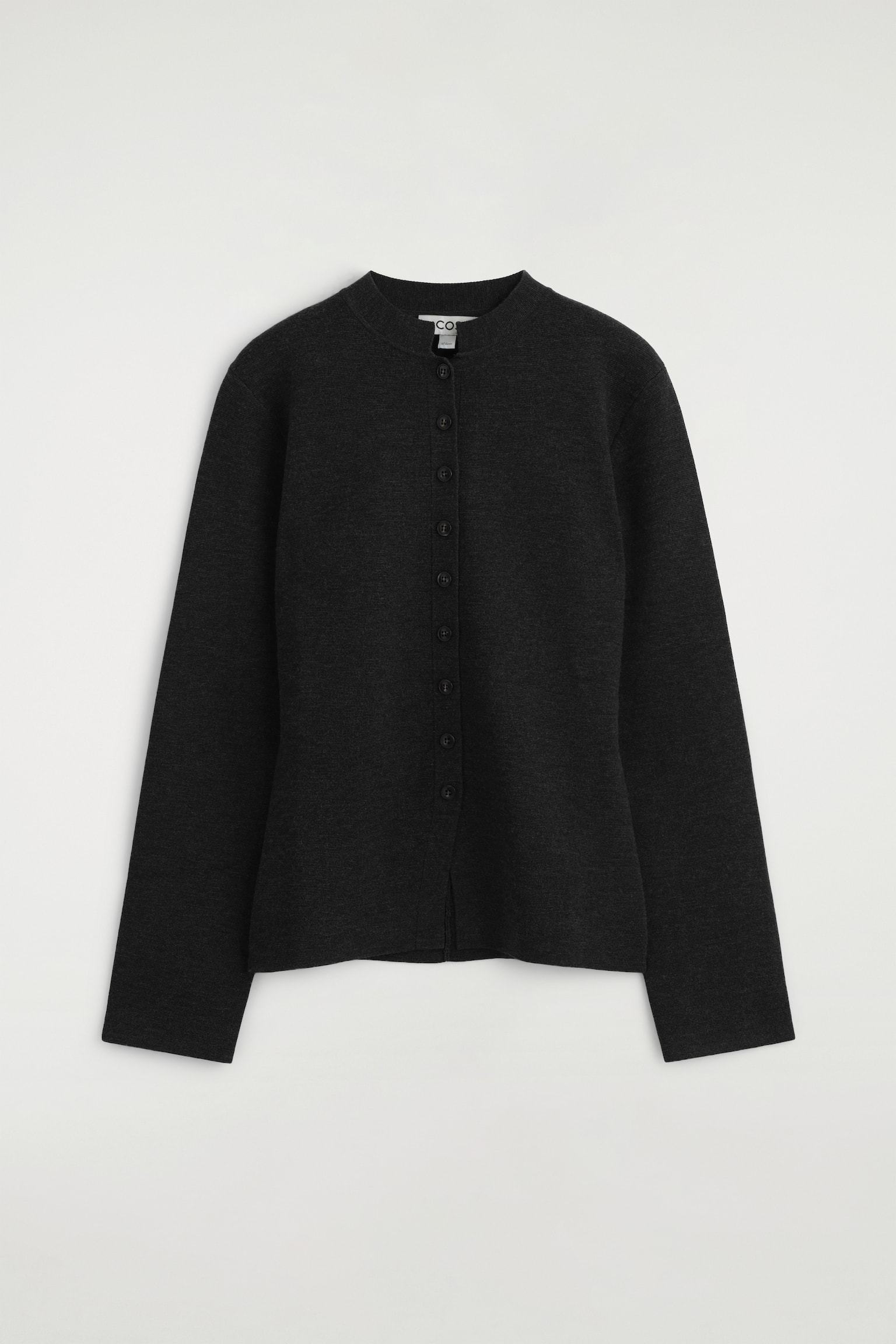 MERINO WOOL BLEND CARDIGAN - שחור/חום מלנג' - 1