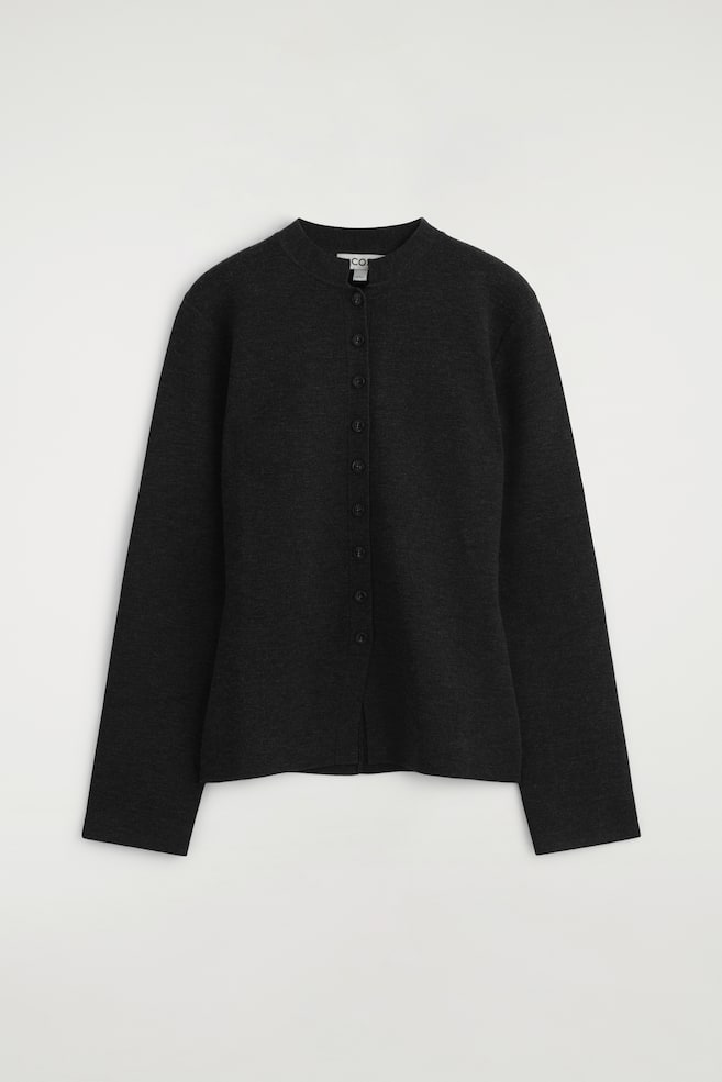 MERINO WOOL BLEND CARDIGAN - BLACK - 1