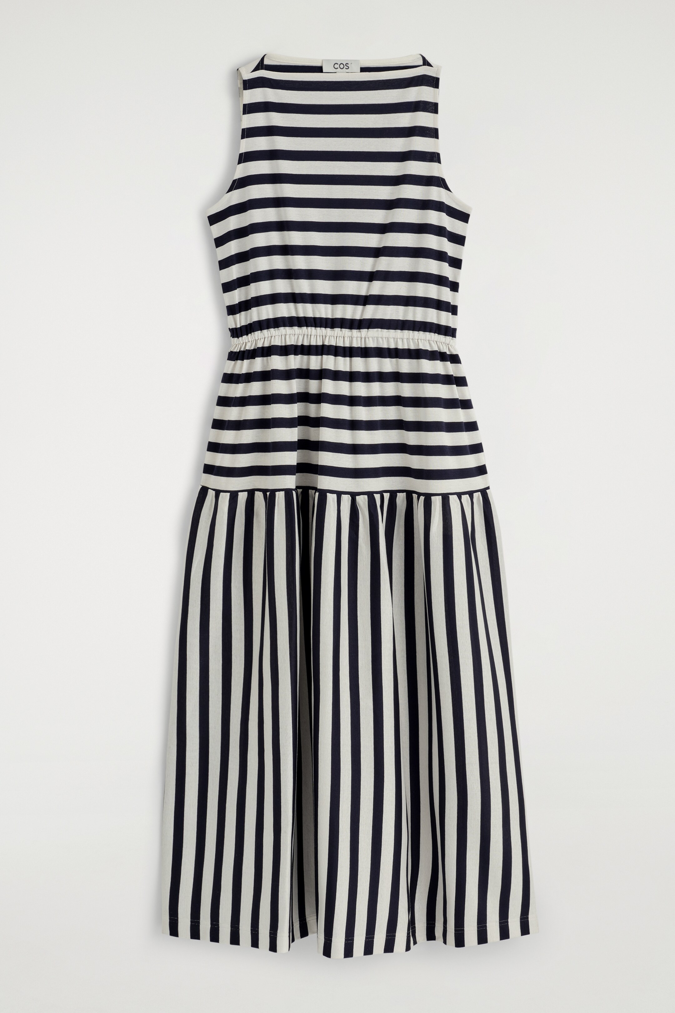 View larger image: BOAT-NECK GATHERED MIDI DRESS - NAVY / WHITE / STRIPED - Ladies | H&M GB 6