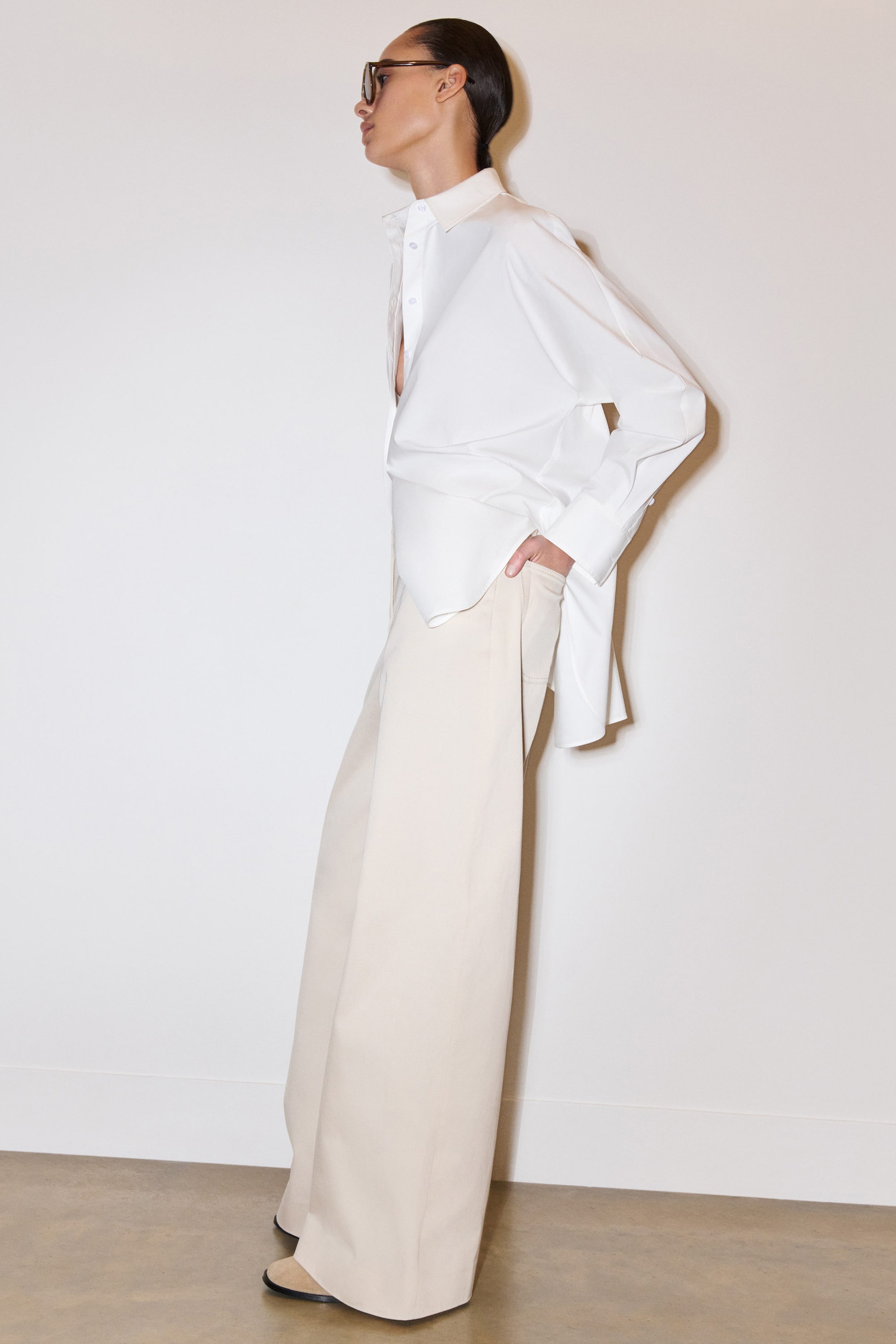 WIDE-LEG COTTON TROUSERS