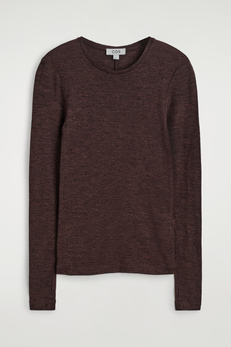 Cos Slim Merino Wool Top In Brown