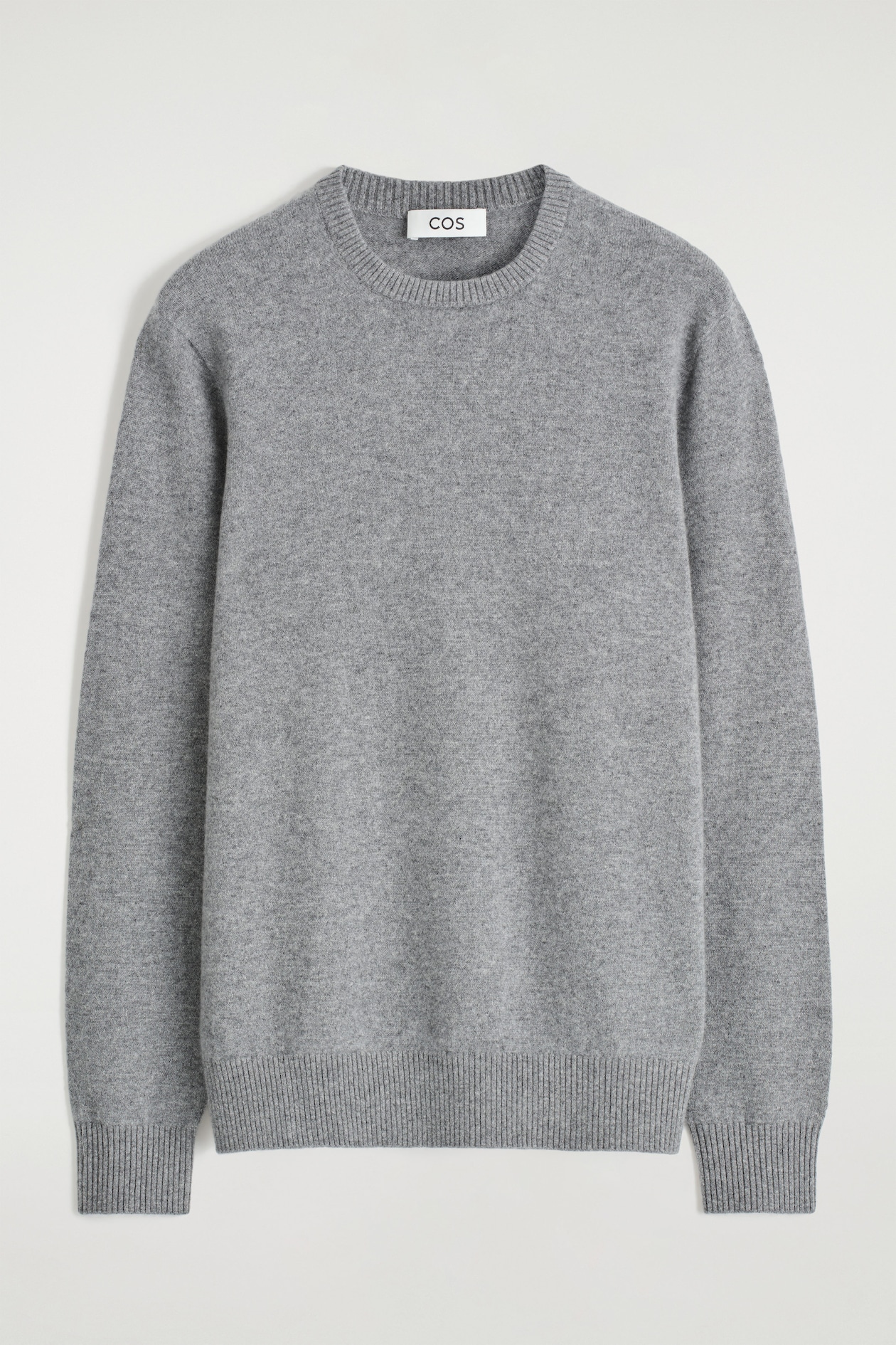SEAMLESS PURE CASHMERE CREW-NECK SWEATER — GRAY