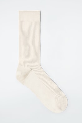 RIBBED SILK SOCKS — WHITE 1