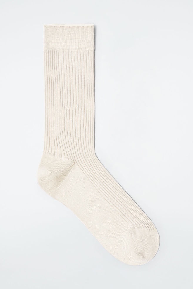 RIBBED SILK SOCKS — WHITE