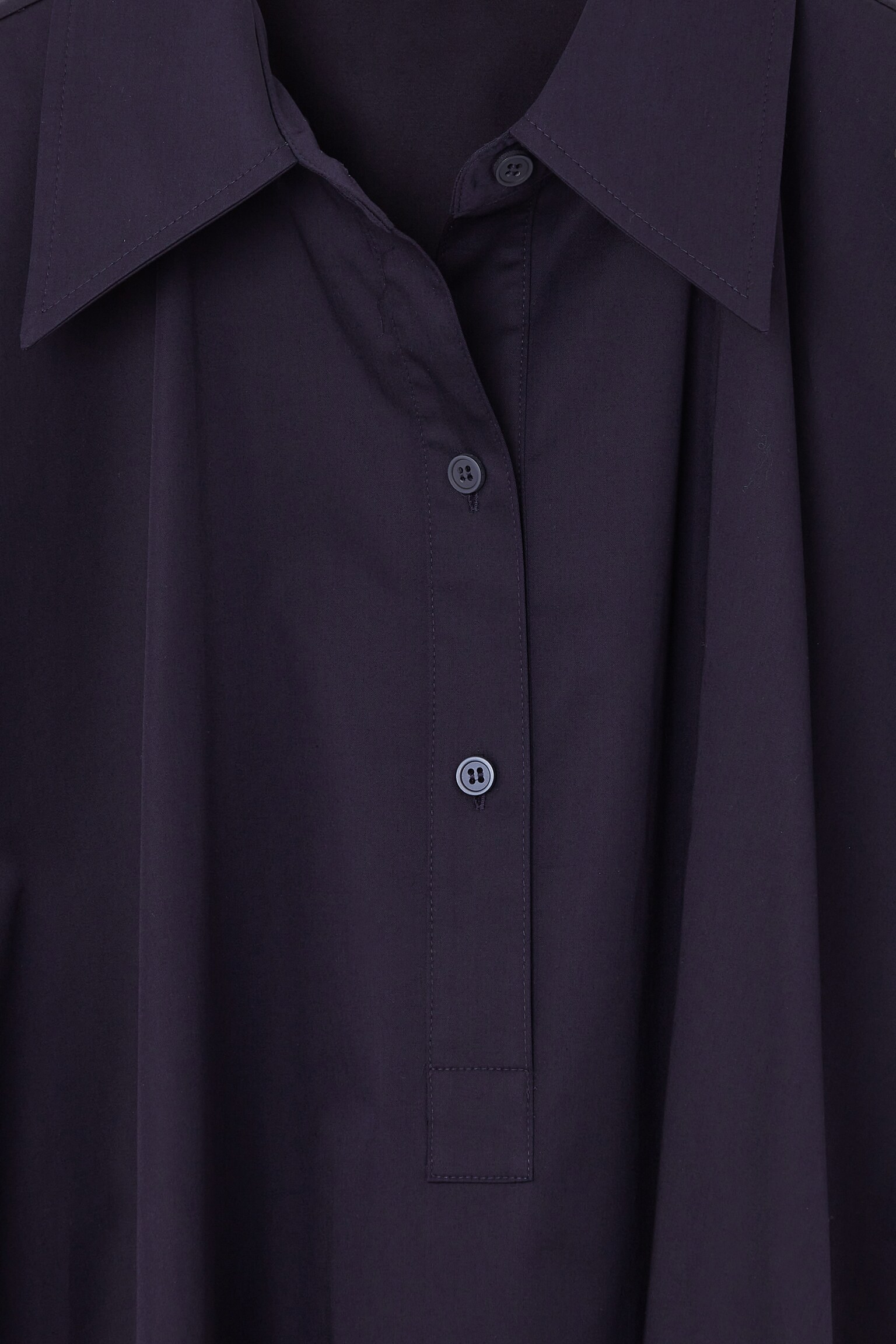 OVERSIZED MIDI SHIRT DRESS - NAVY/WHITE - 3