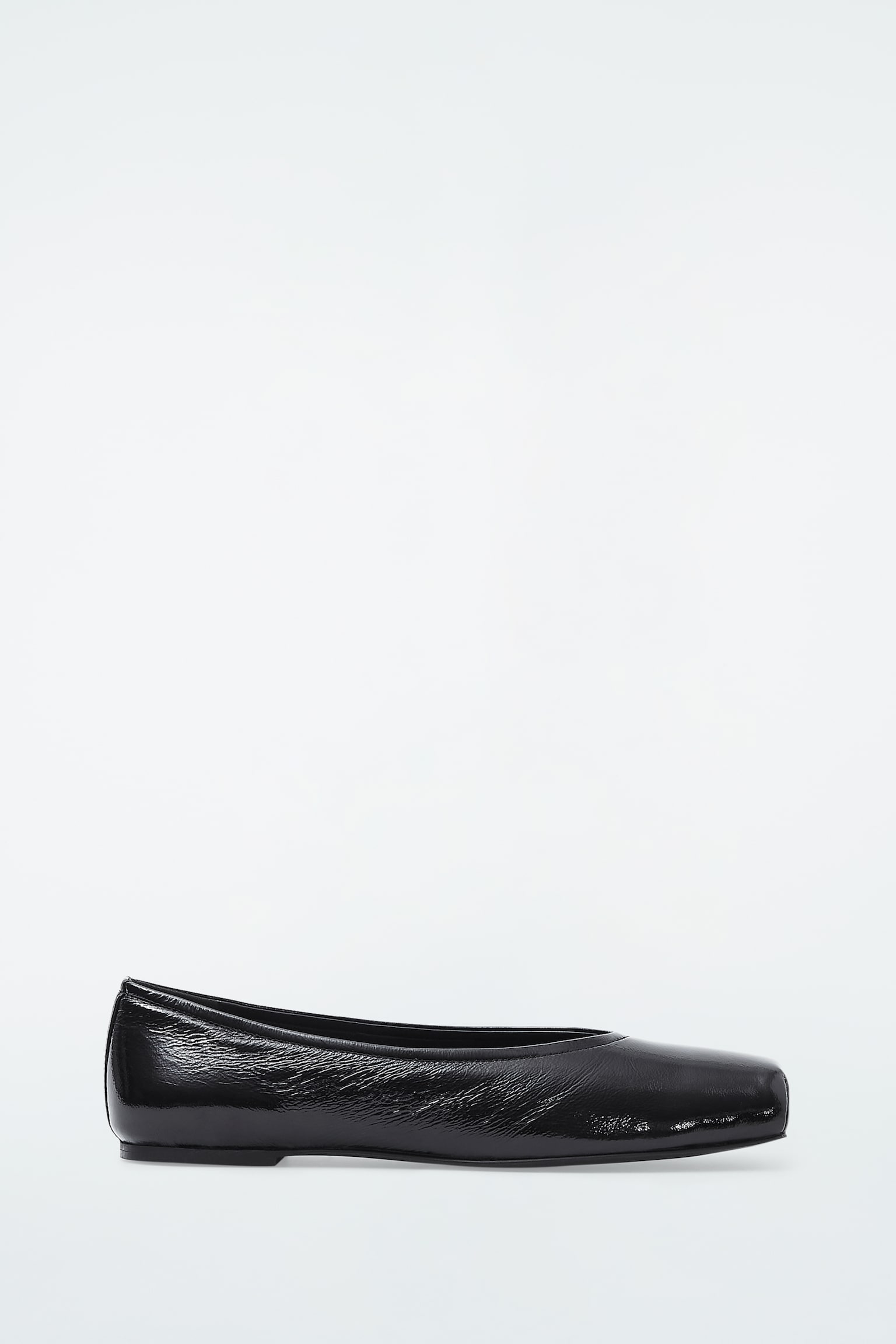 SQUARE-TOE BALLET FLATS - BLACK