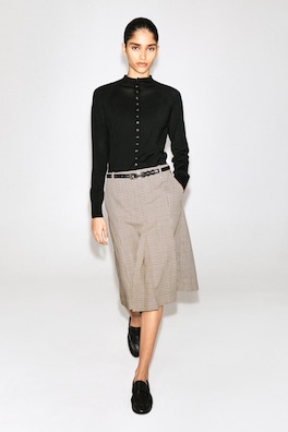 MERINO WOOL MOCK-NECK CARDIGAN — BLACK 3