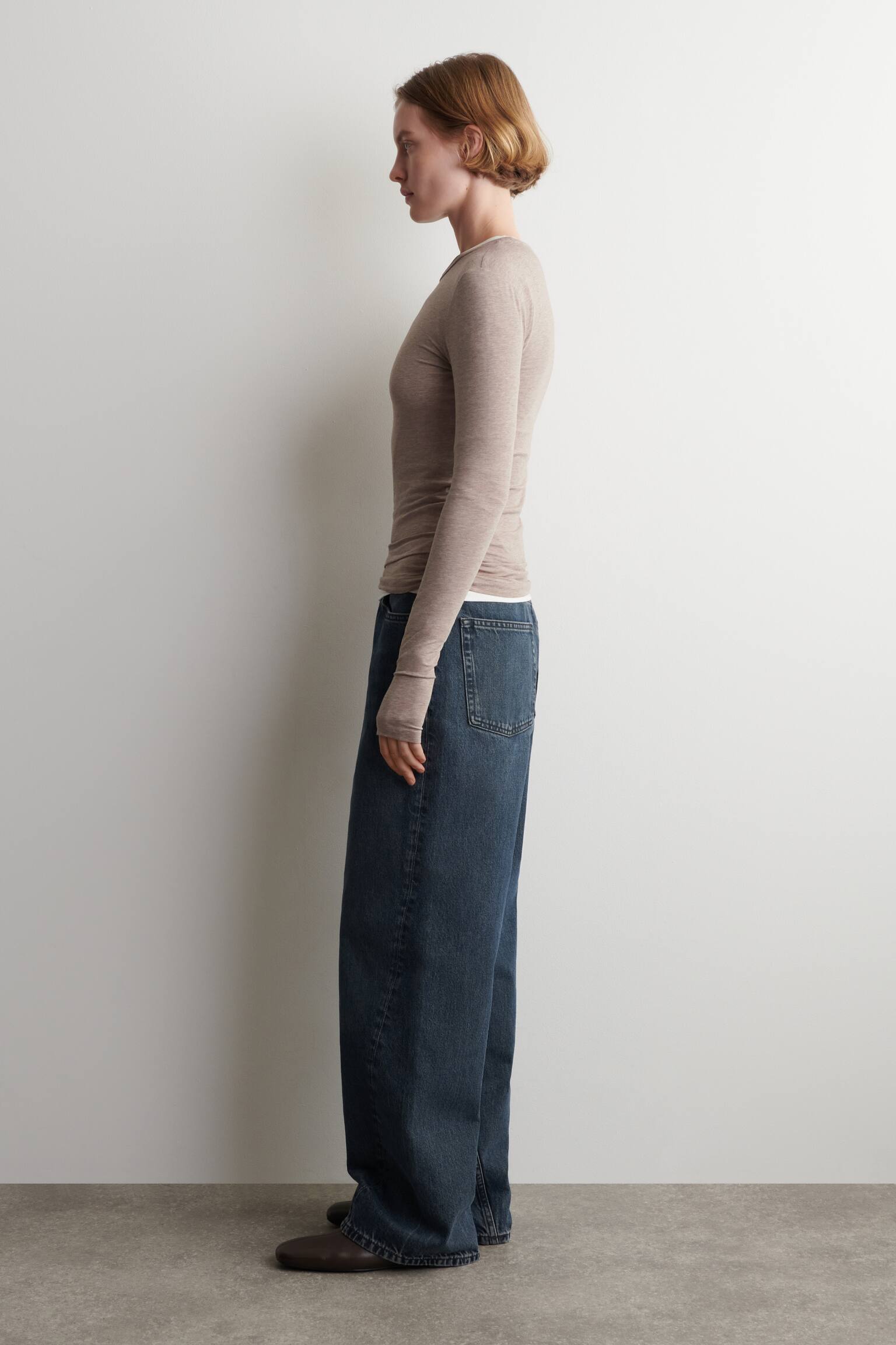 HAUT À MANCHES LONGUES EN COTON - BEIGE CHINÉ/VERT/BLANC/BLEU MARINE/NOIR - 5