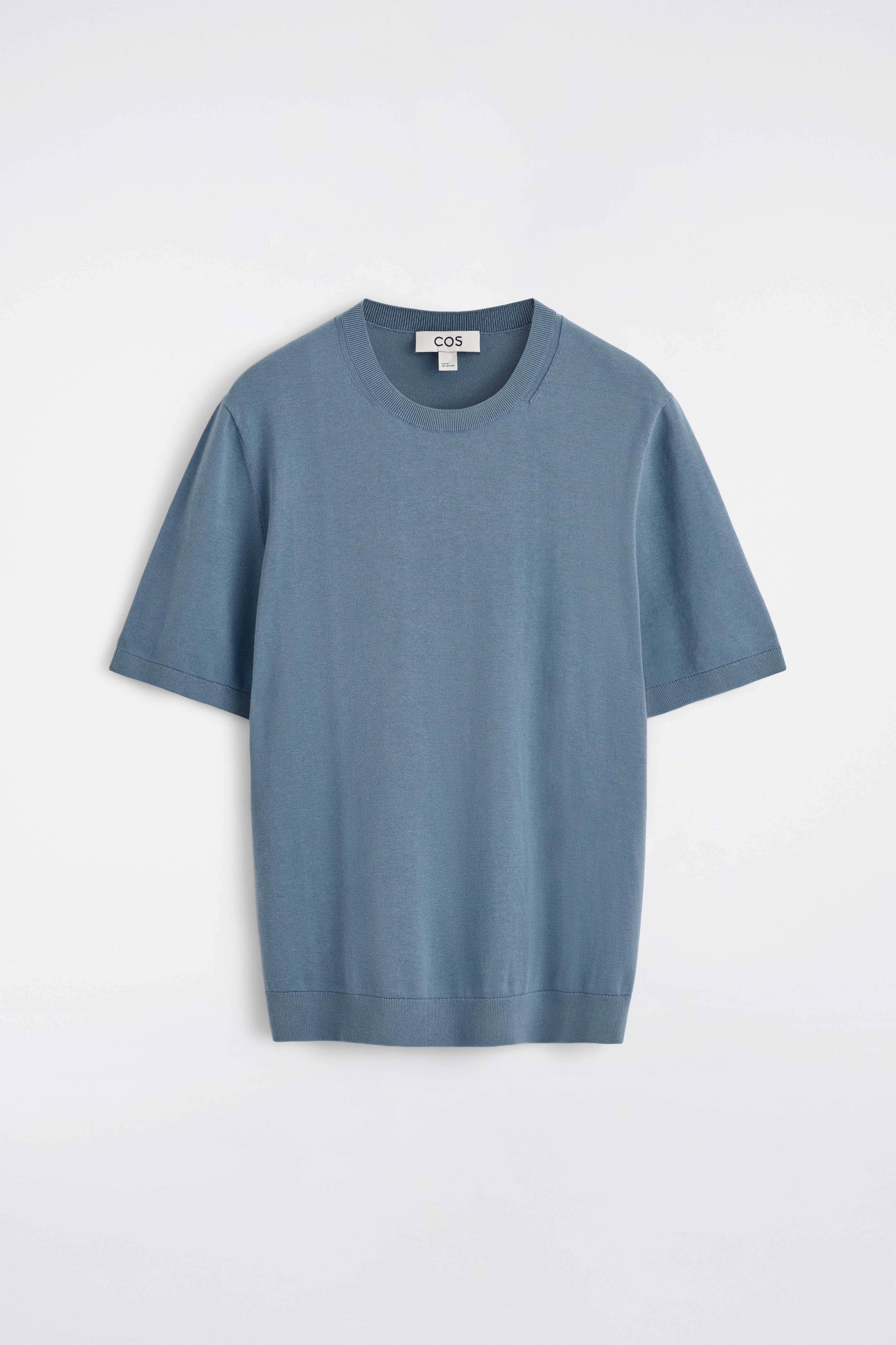 T-SHIRT IN MAGLIA DI COTONE - BLU/MARRONE CHIARO