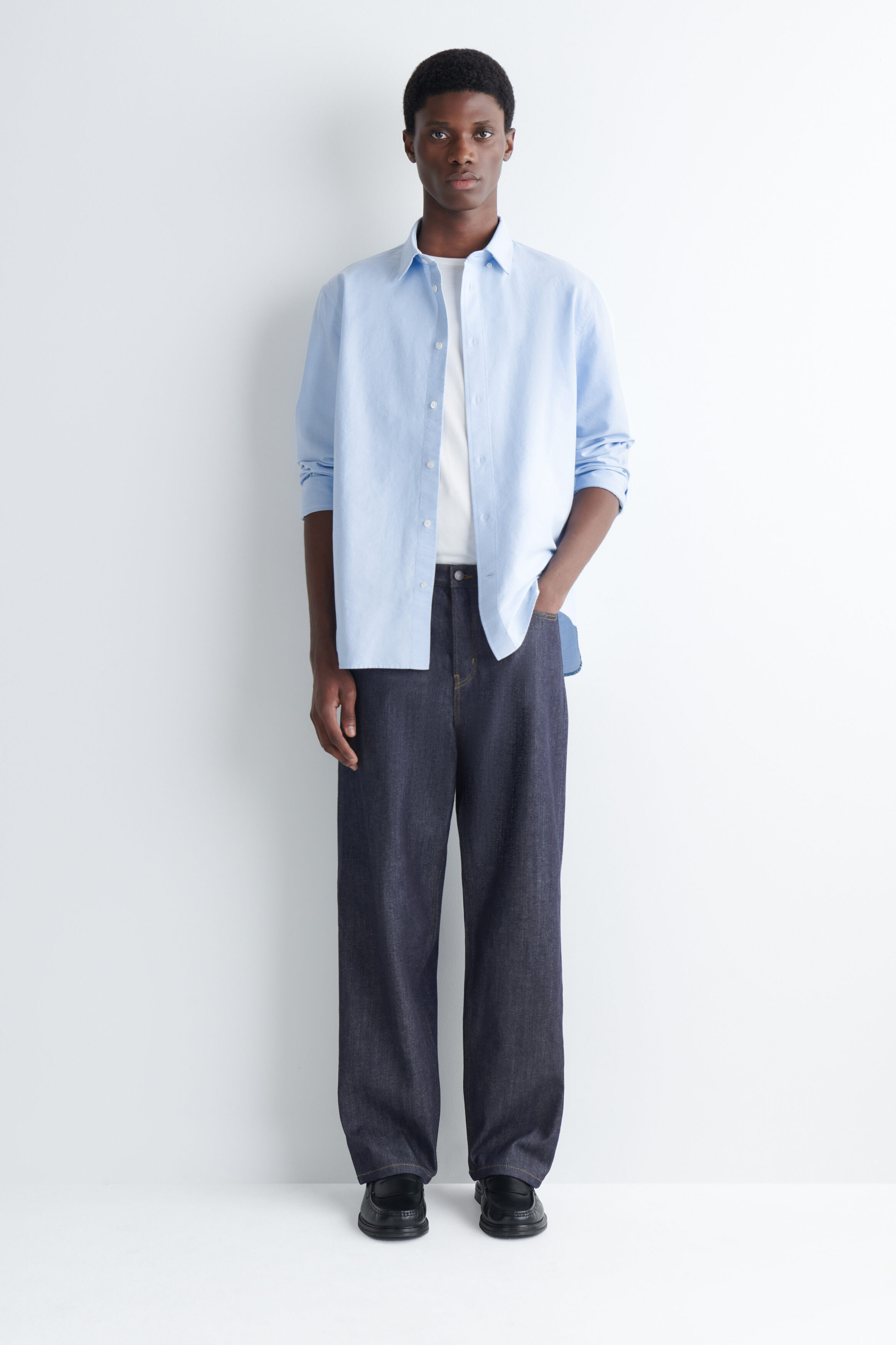 RIDER RAW SELVEDGE RELAXED-FIT STRAIGHT-LEG JEANS - RAW INDIGO