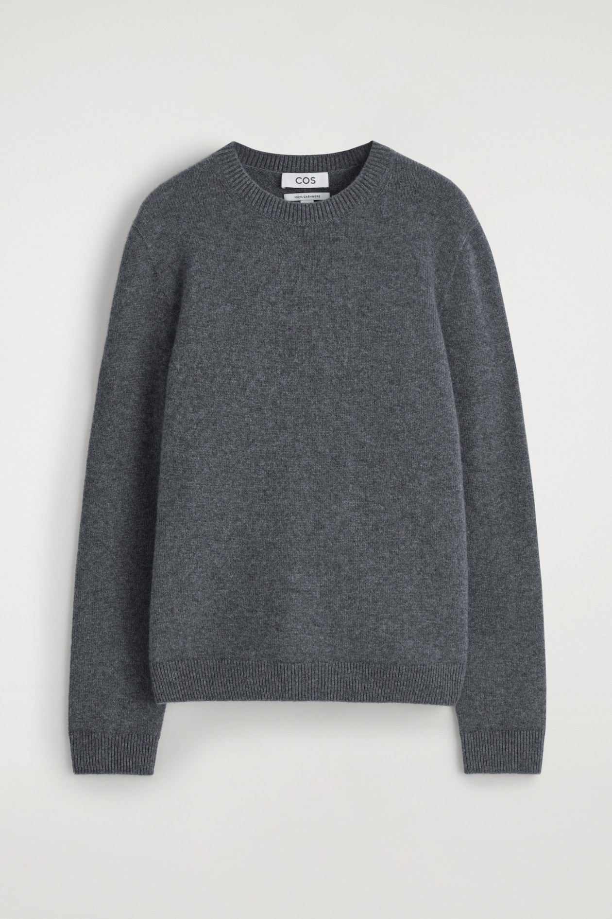 PURE CASHMERE CREW-NECK SWEATER — DARK-GRAY MÉLANGE