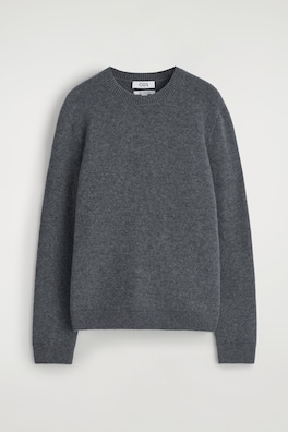 PURE CASHMERE CREW-NECK SWEATER — DARK-GRAY MÉLANGE 3