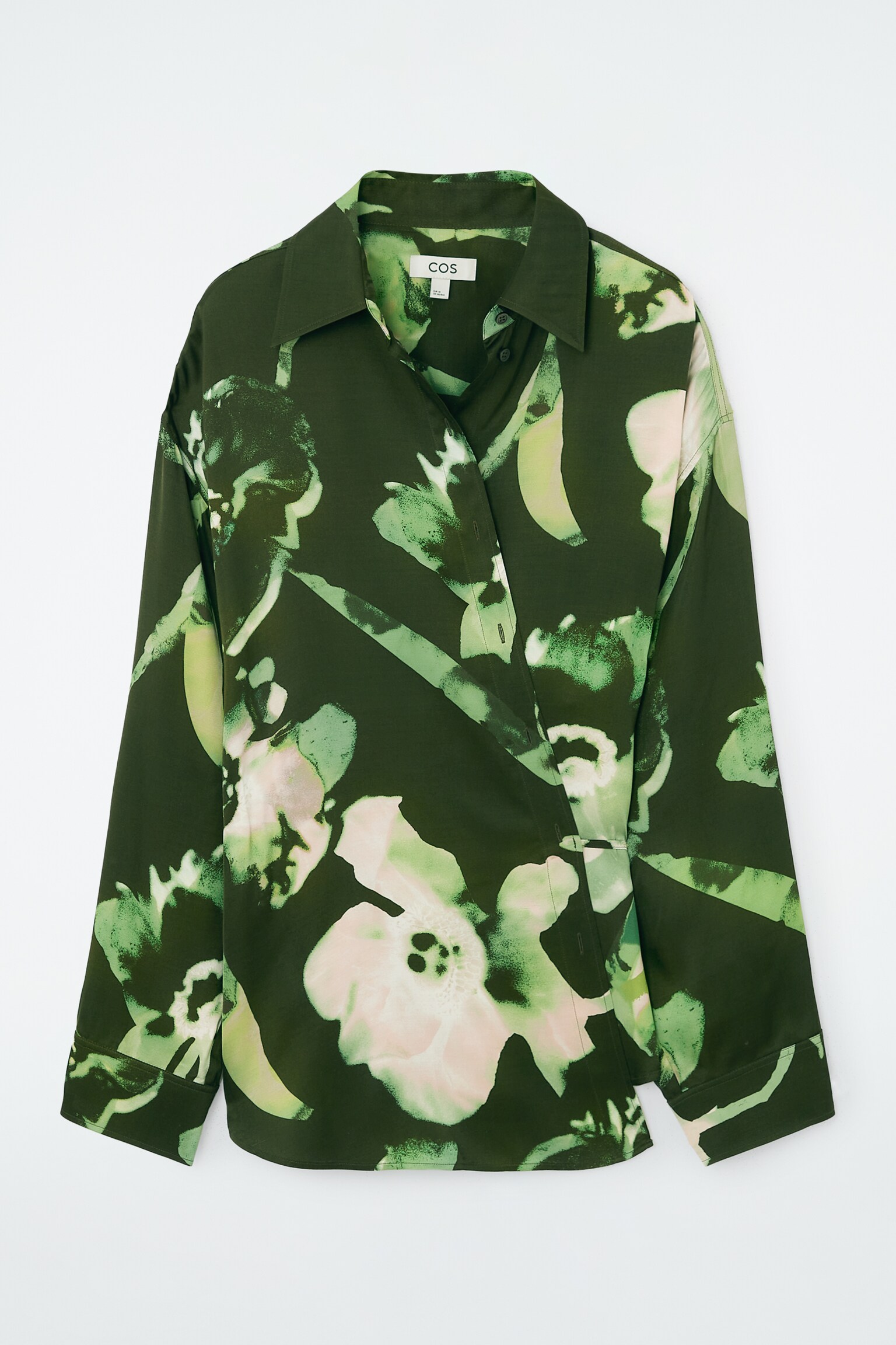OVERSIZED WRAP SHIRT - BLACK / FLORAL PRINT