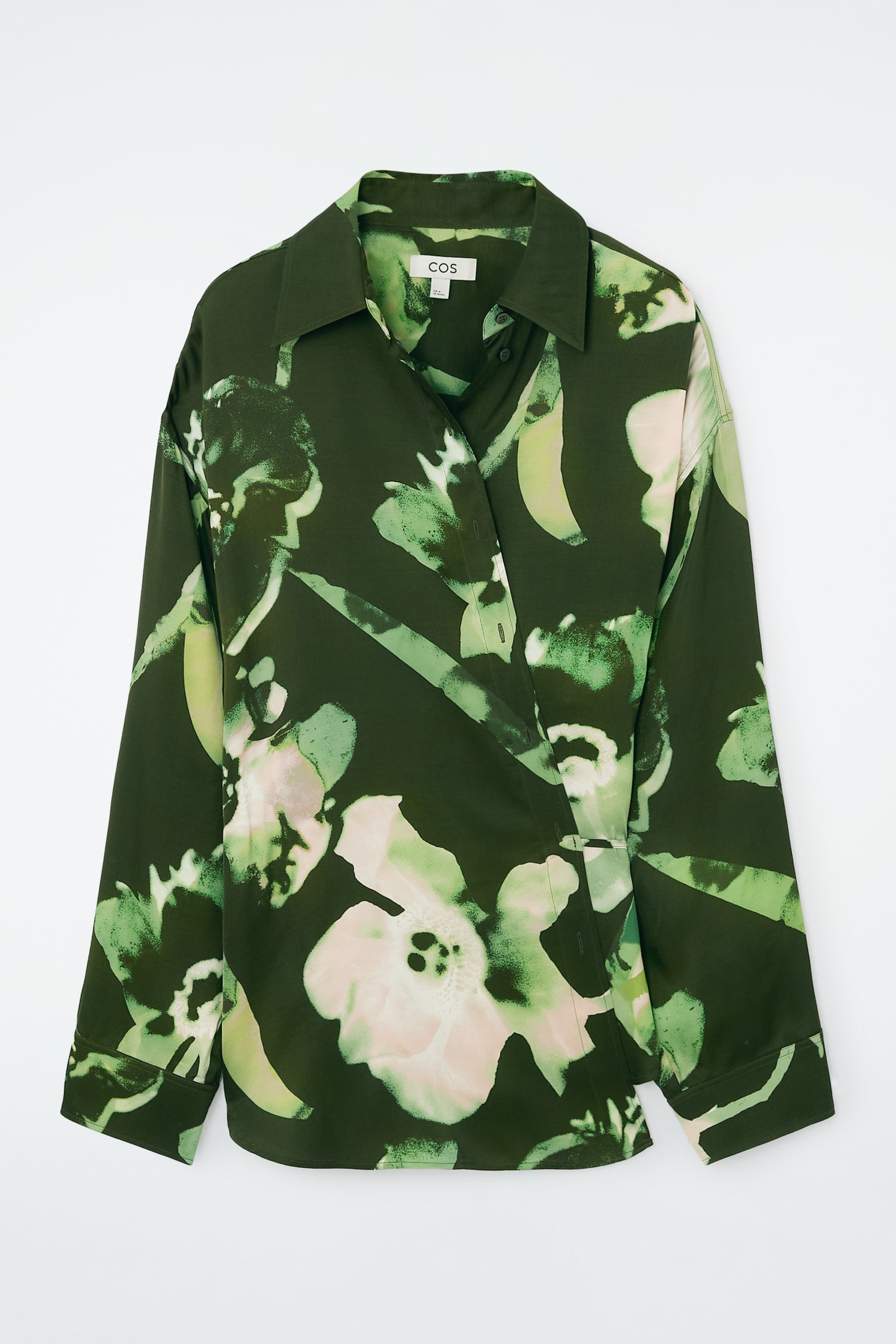 OVERSIZED WRAP SHIRT - BLACK / FLORAL PRINT/PINK