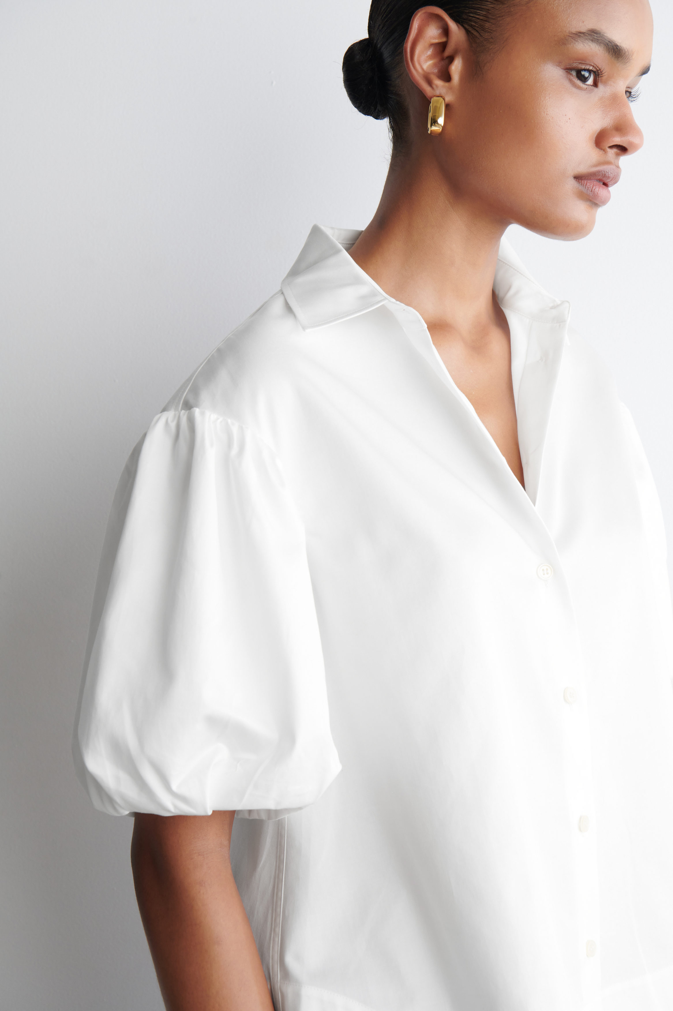 トップス Puff Sleeve Cotton Shirt PUFF-SLEEVE COTTON SHIRT - WHITE | COS US