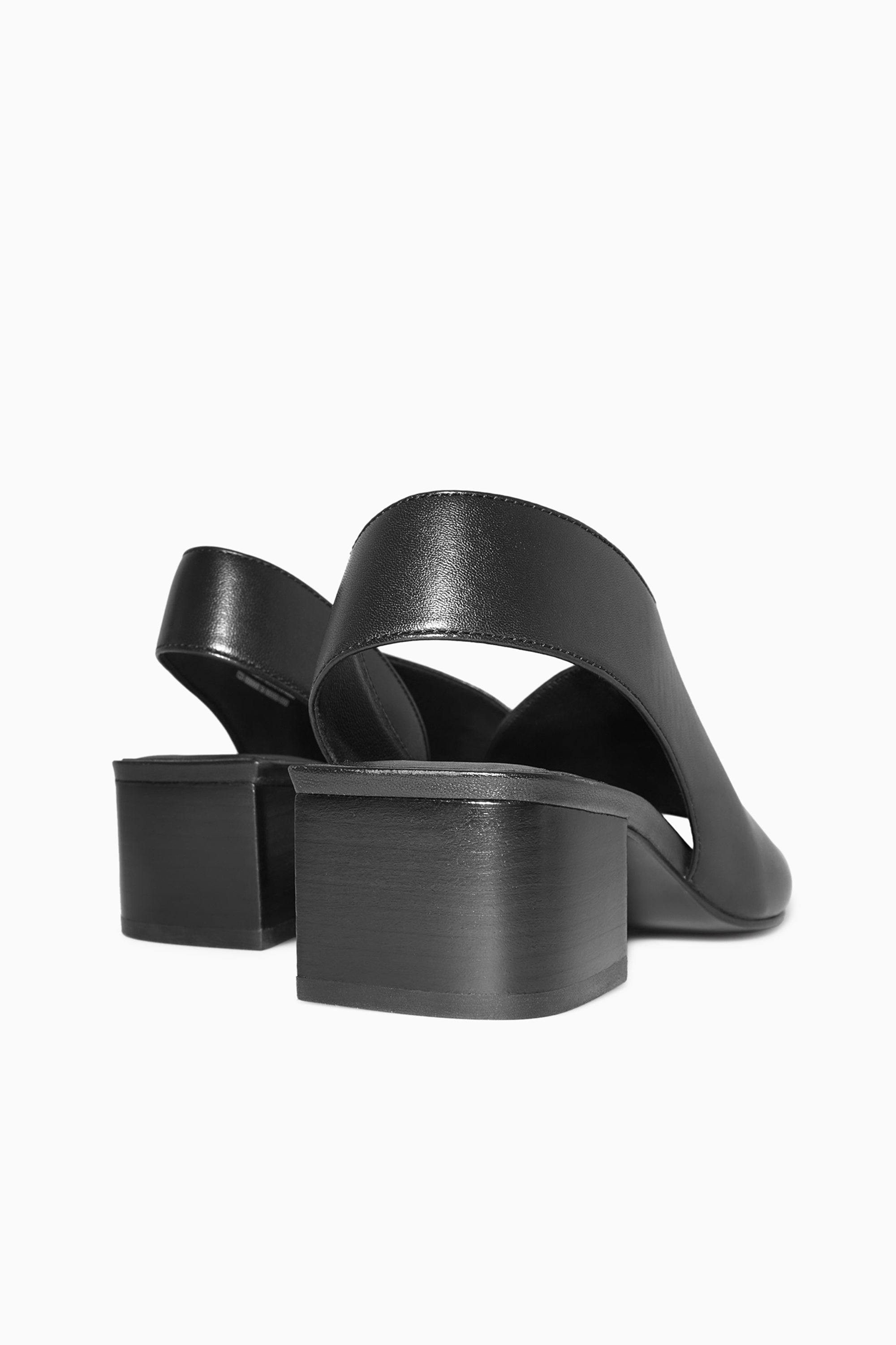 LEATHER SLINGBACK BLOCK-HEEL SANDALS - BLACK | COS