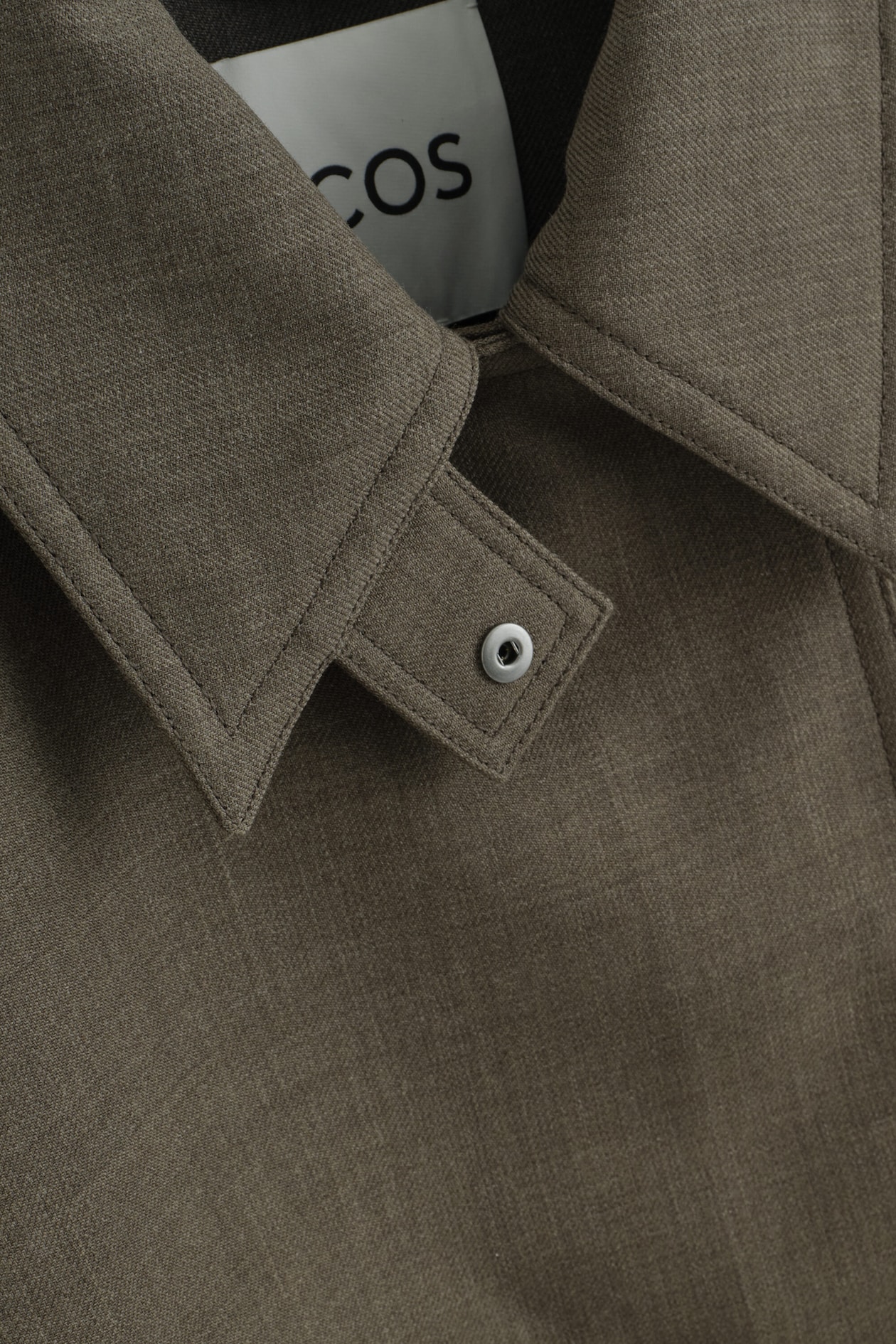 ROUNDED WOOL-BLEND TRENCH JACKET — FOSSIL-BROWN MÉLANGE