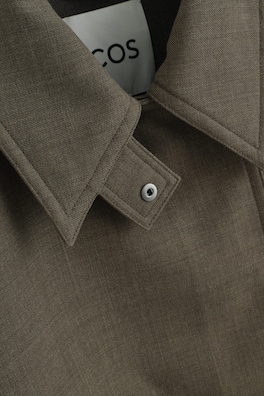 ROUNDED WOOL-BLEND TRENCH JACKET — FOSSIL-BROWN MÉLANGE 8