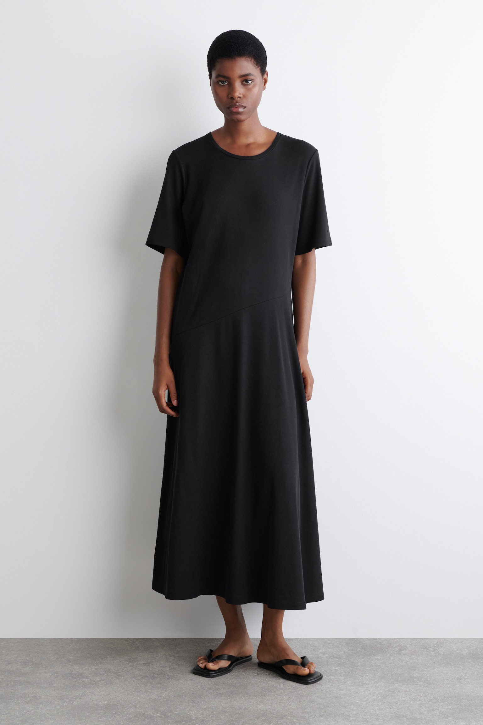 ROBE MIDI DRAPÉE EN COTON - NOIR/BORDEAUX - 6