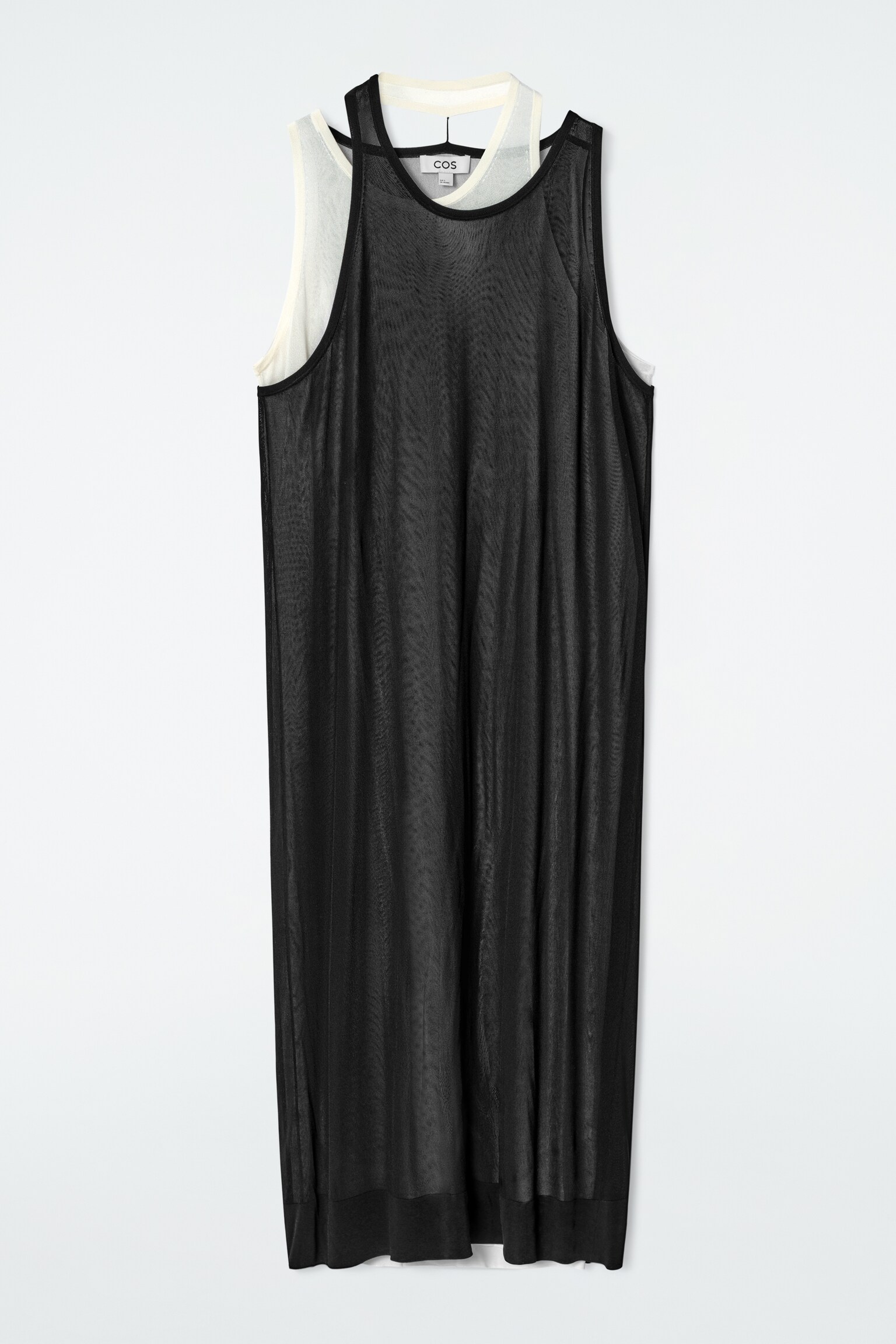 ABITO MIDI IN MAGLIA CON EFFETTO SOVRAPPOSTO - NERO / BIANCO - 2
