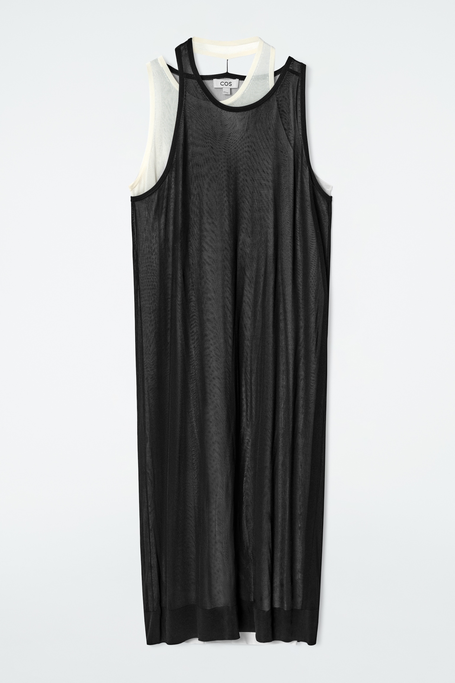 VESTIDO SUPERPUESTO DE PUNTO - NEGRO/BLANCO - 2