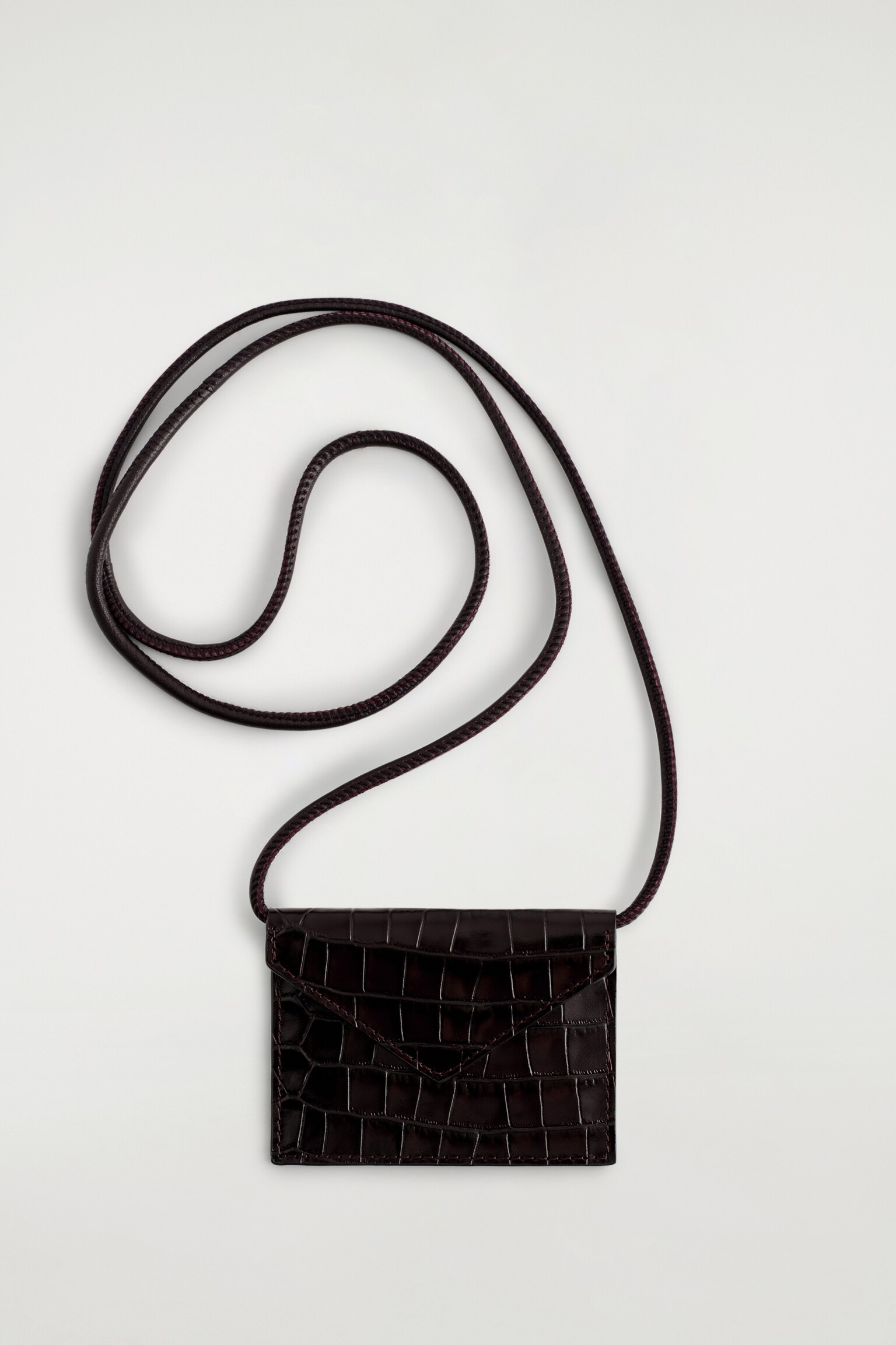 PORTE-CARTES EN CUIR EMBOSSÉ CROCO - BROWN/BEIGE