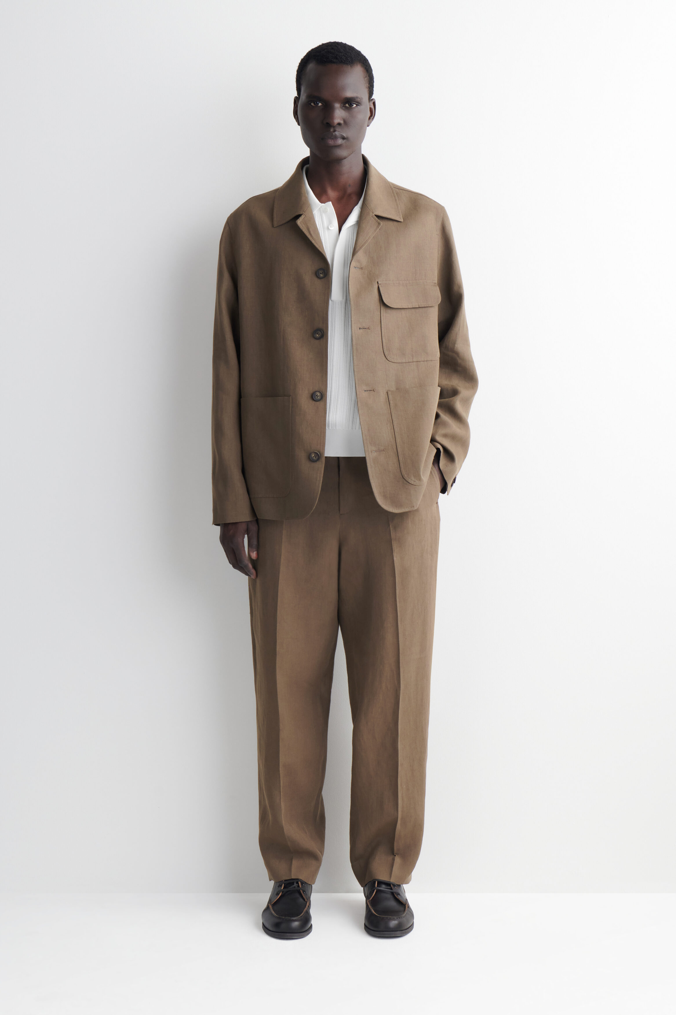 mens brown linen dress pants COS Men's Relaxed-Fit Tapered in Beige | These pants are designed