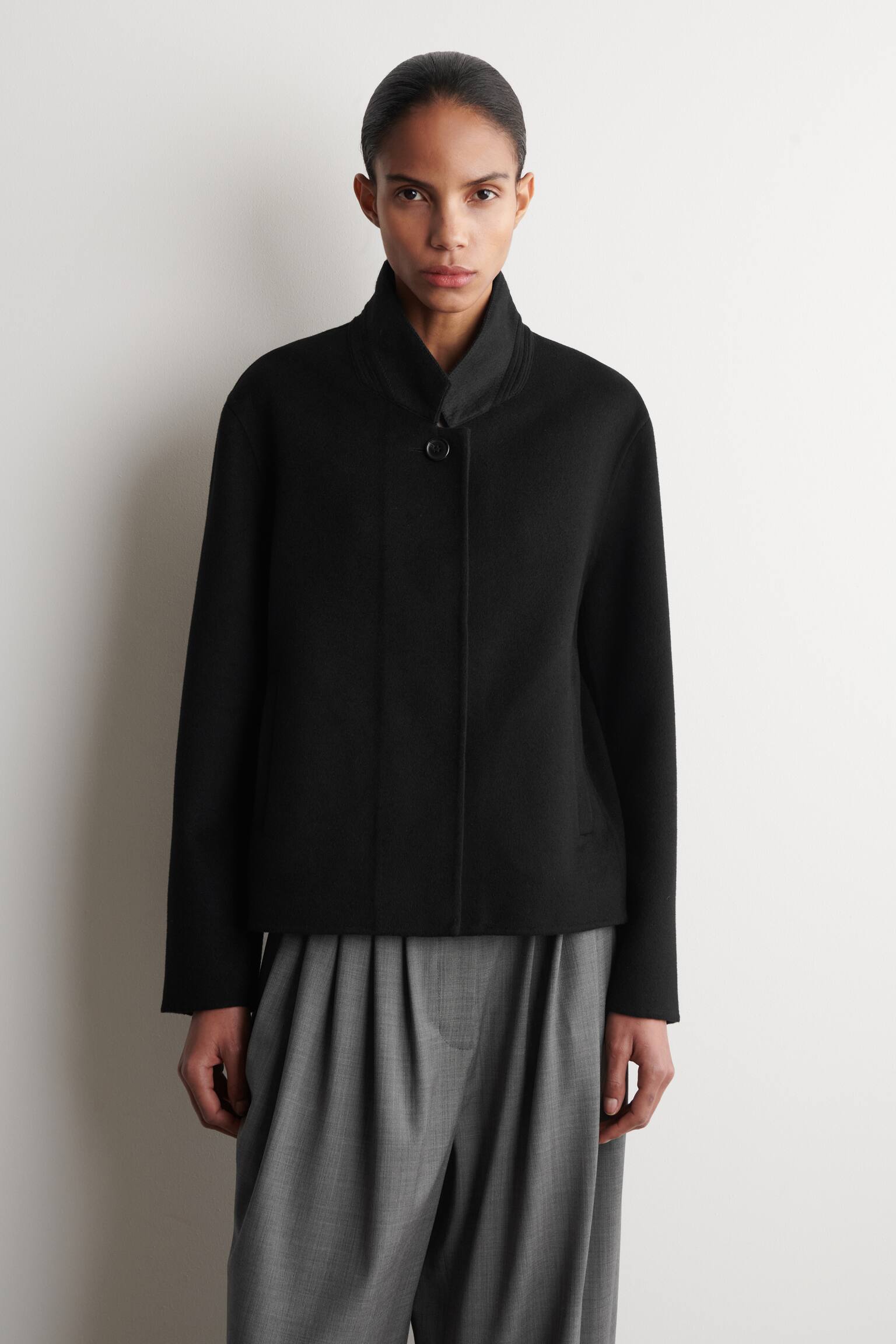 GIACCA STRUTTURATA IN LANA DOPPIATA - NERO - 3