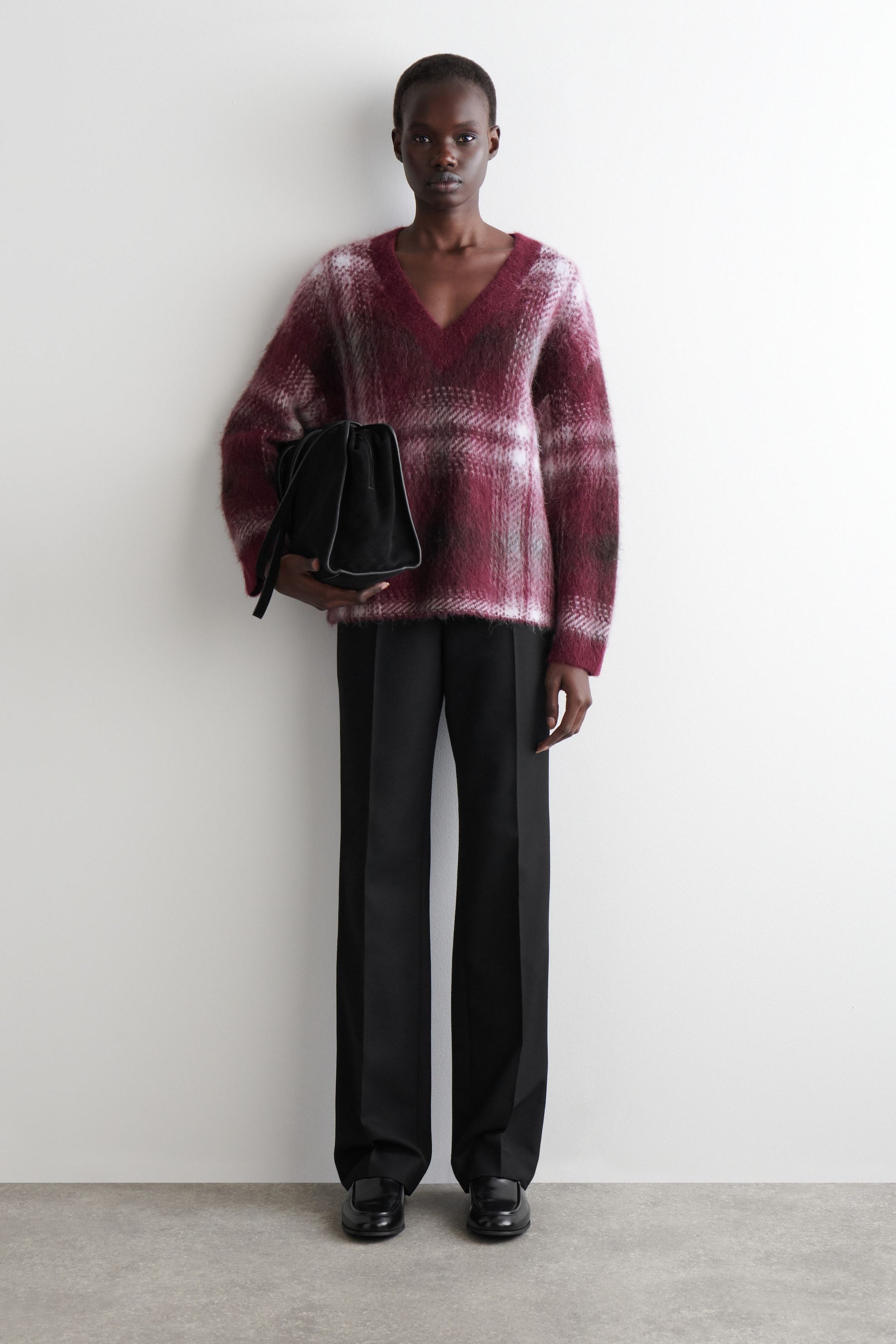 CHECKED ALPACA-BLEND SWEATER