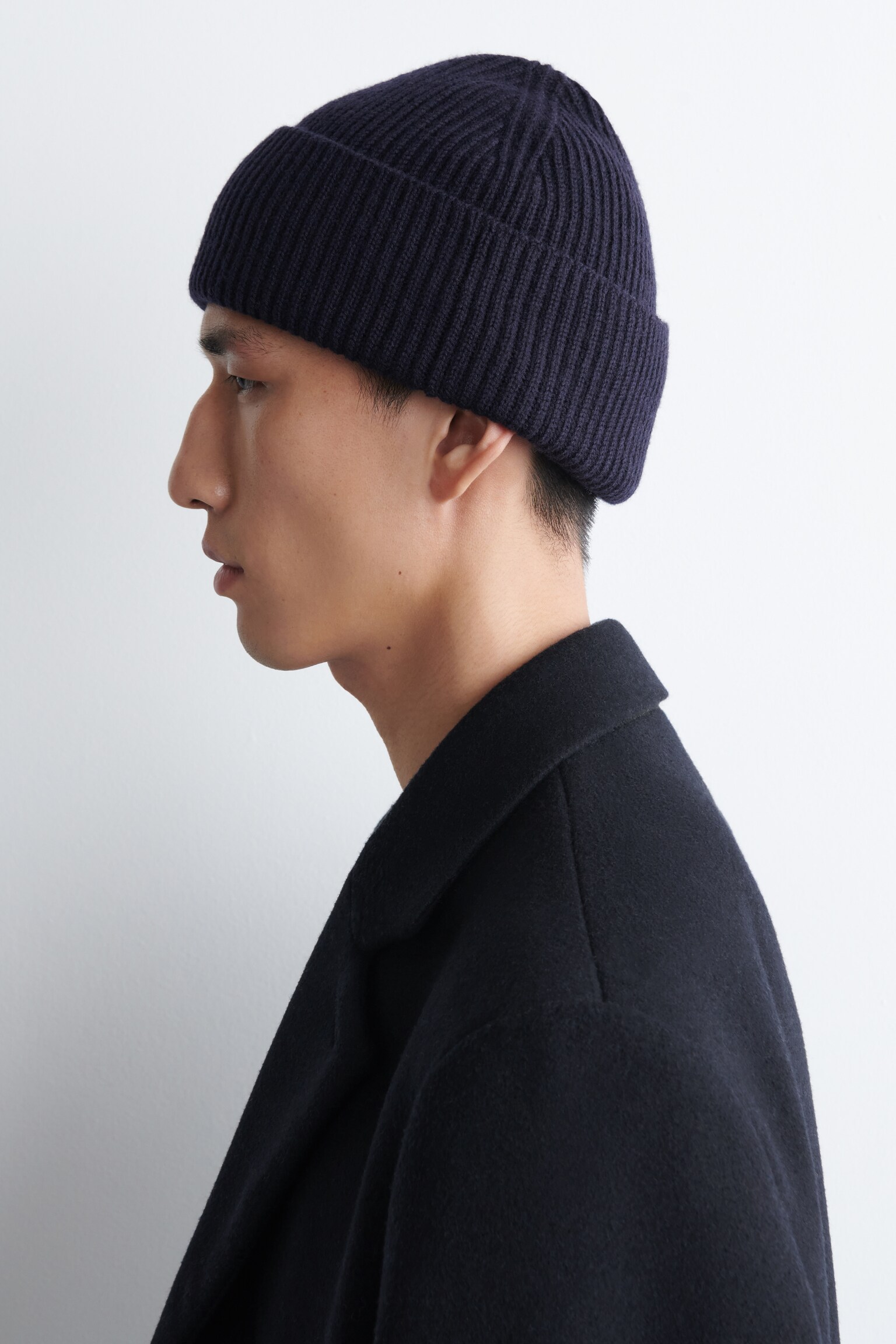 RIBBED WOOL BEANIE - NAVY/GREY - 3