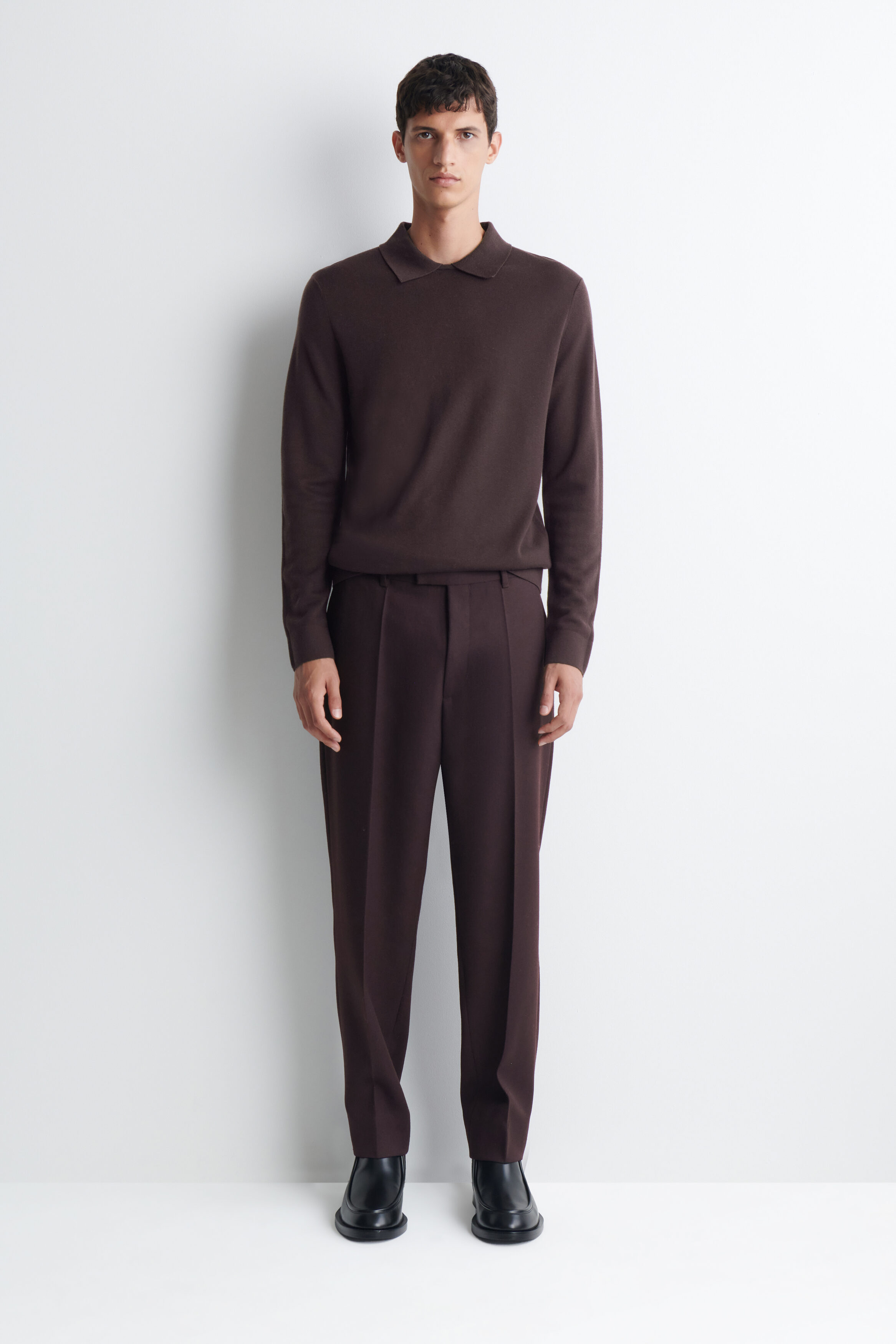 WOOL-TWILL REGULAR-FIT TAPERED PANTS - UMBER | COS US
