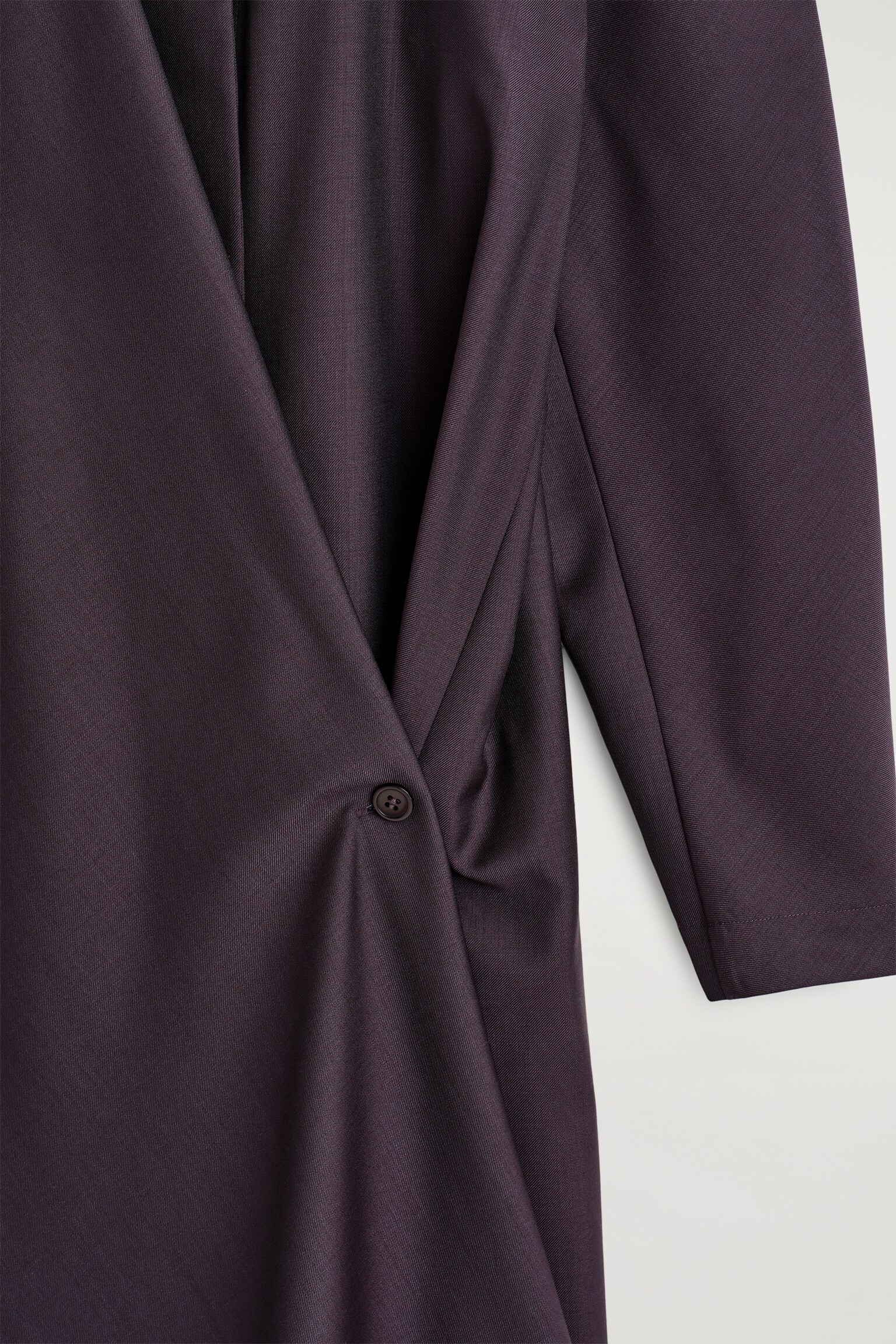 SHAWL-COLLAR WOOL WRAP DRESS - PURPLE - 5