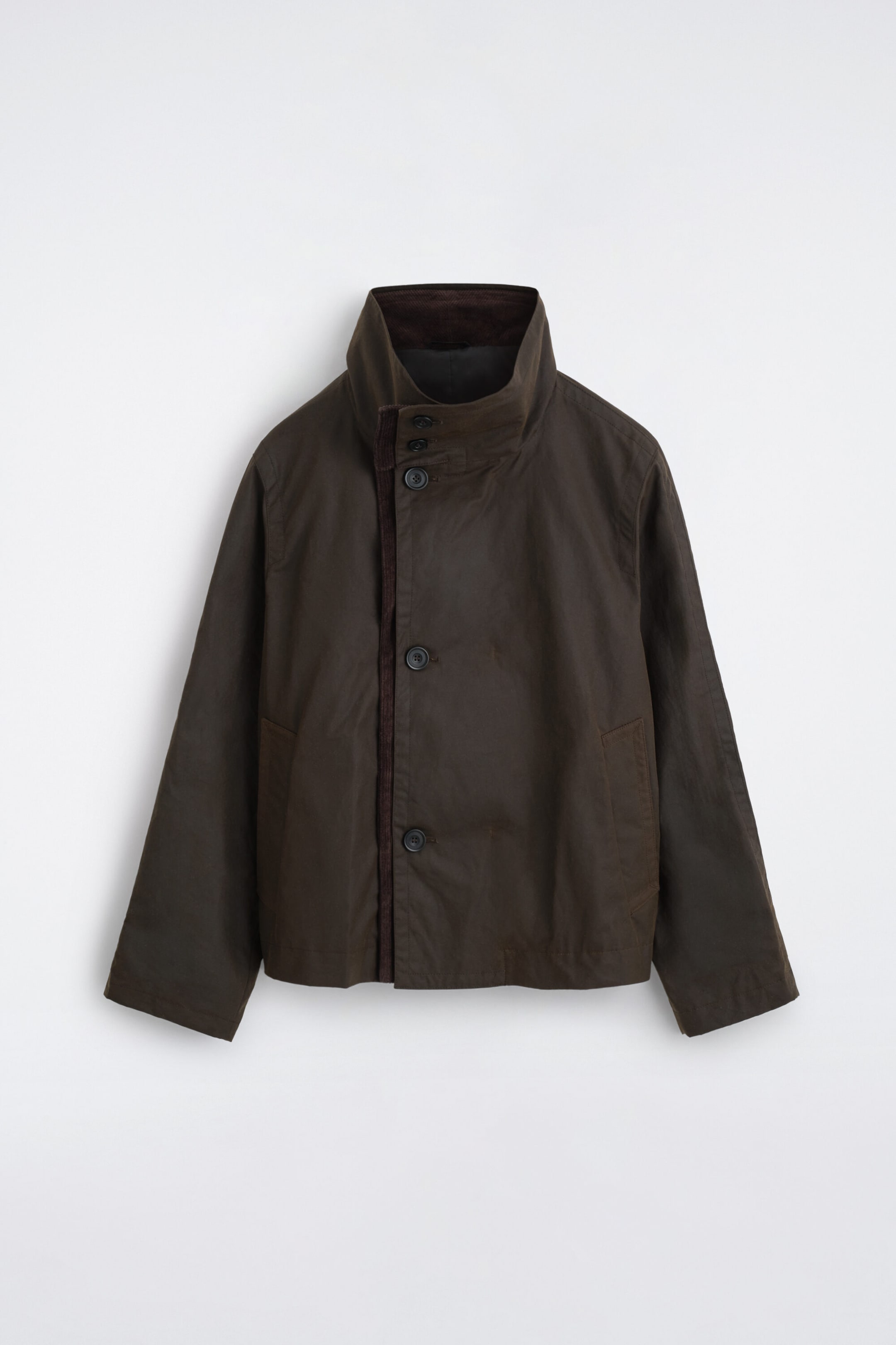 CORDUROY-DETAIL WAXED-COTTON JACKET
