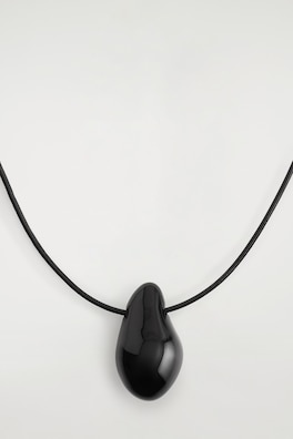 DOMED GLASS PENDANT NECKLACE — BLACK 2