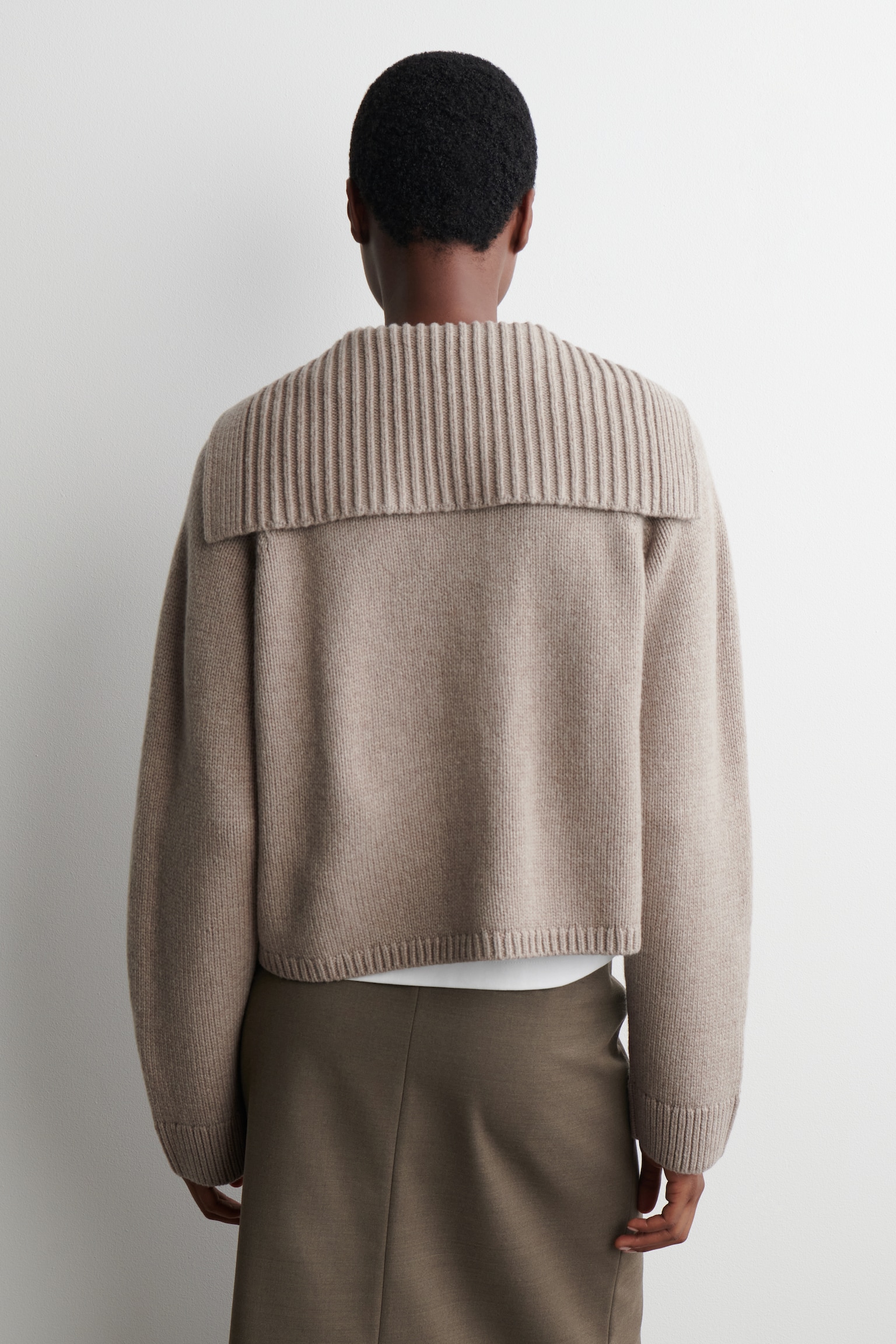 CARDIGAN À COL MARIN EN LAINE - BEIGE/BRUN FONCÉ - 6