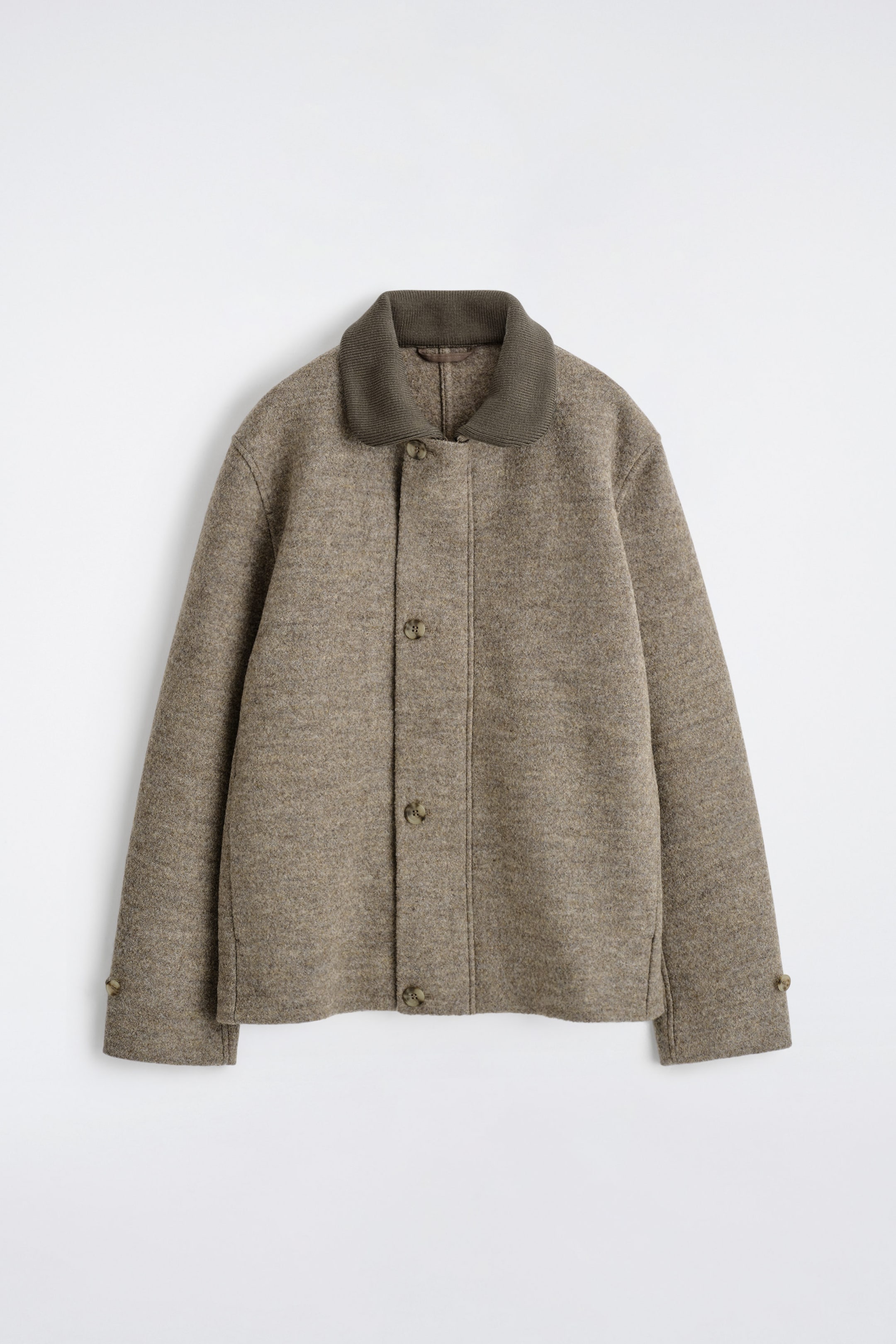 RIBBED-COLLAR BOILED-WOOL JACKET